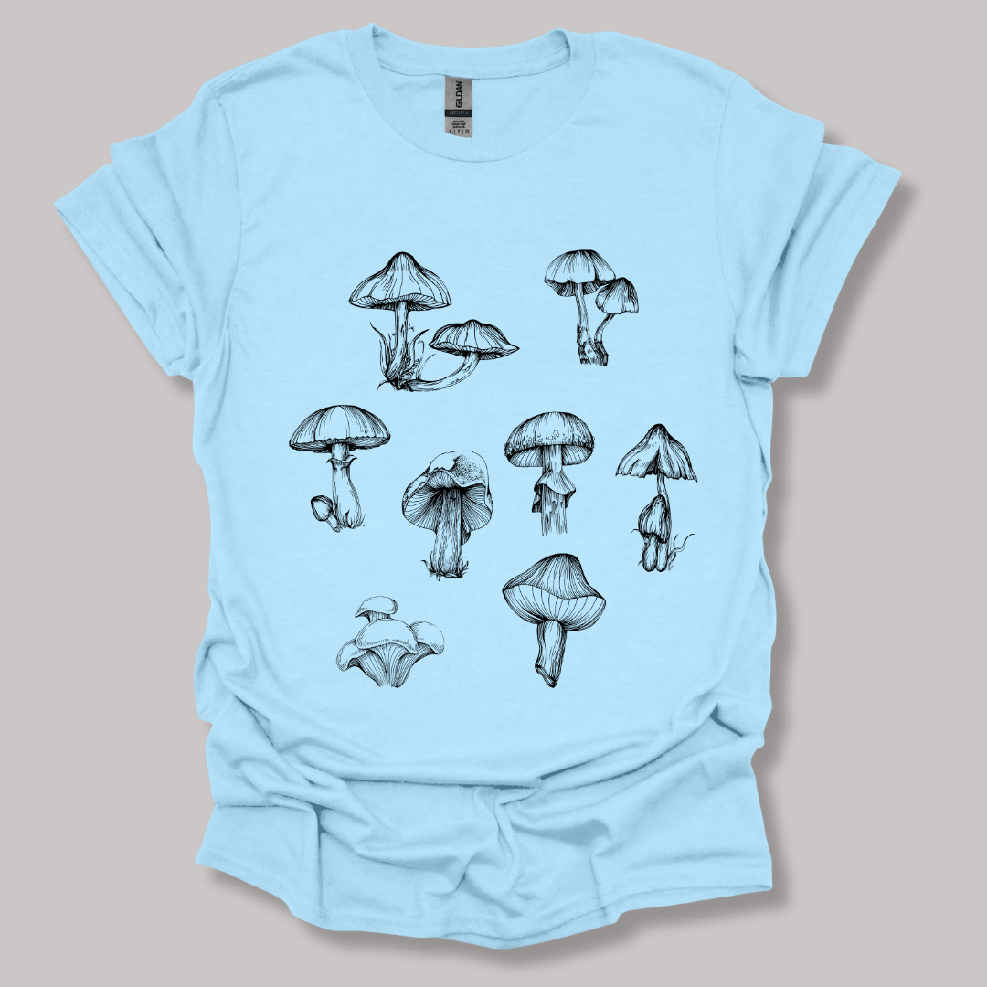 Mushrooms T-shirt Light Blue / S