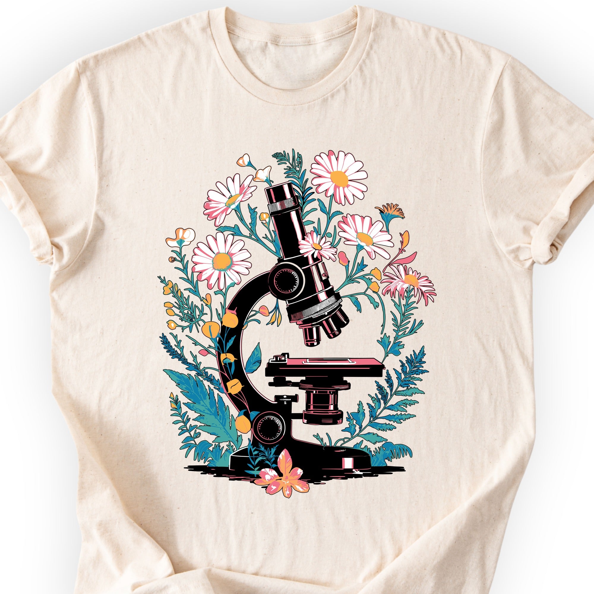 Floral Microscope T-shirt Natural