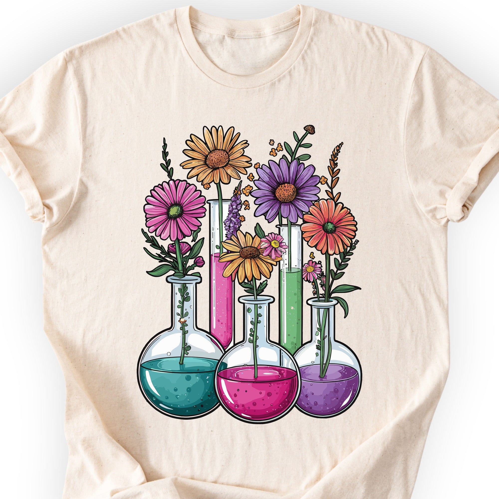Chemistry Flask Garden T-shirt Natural