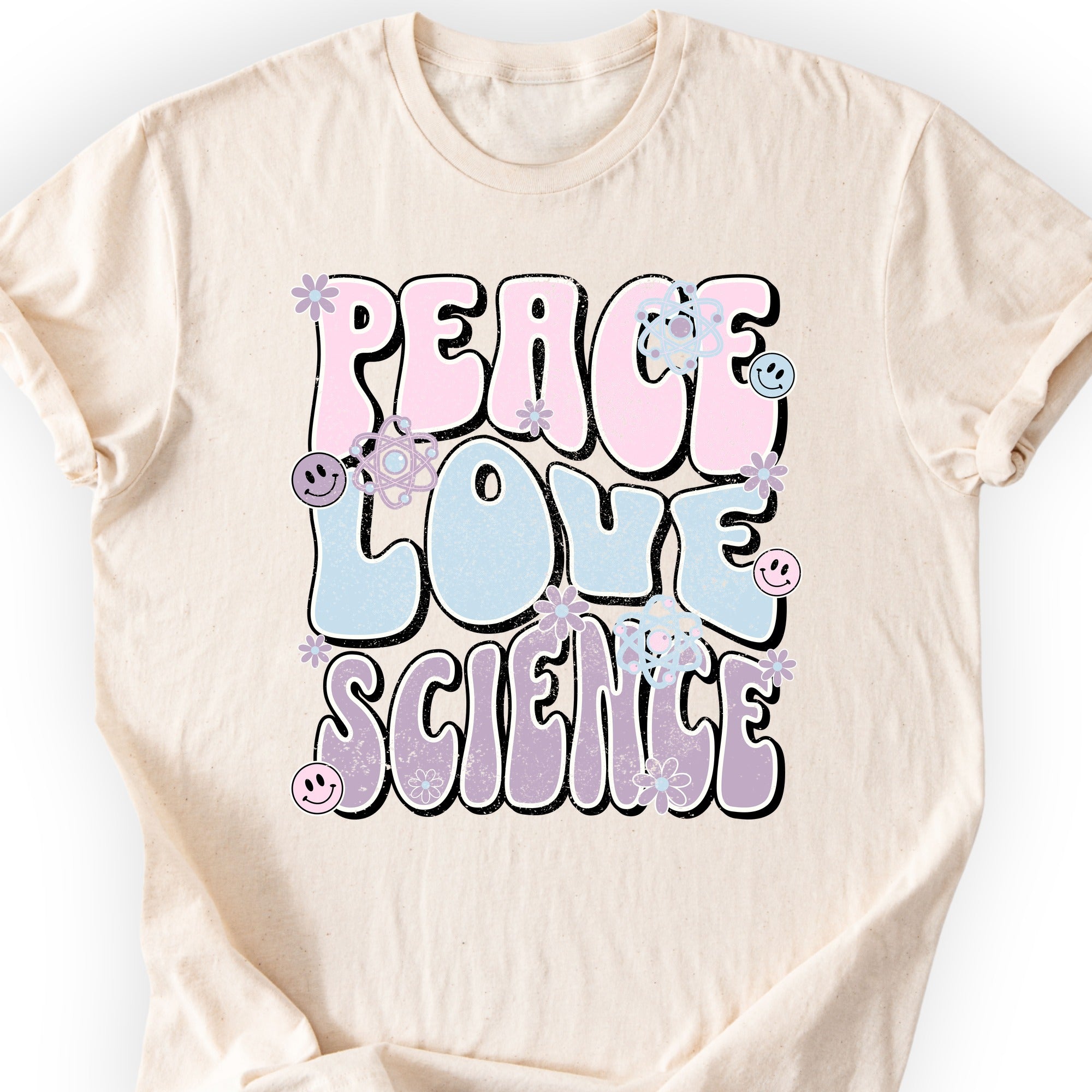 Peace Love Science T-shirt Natural