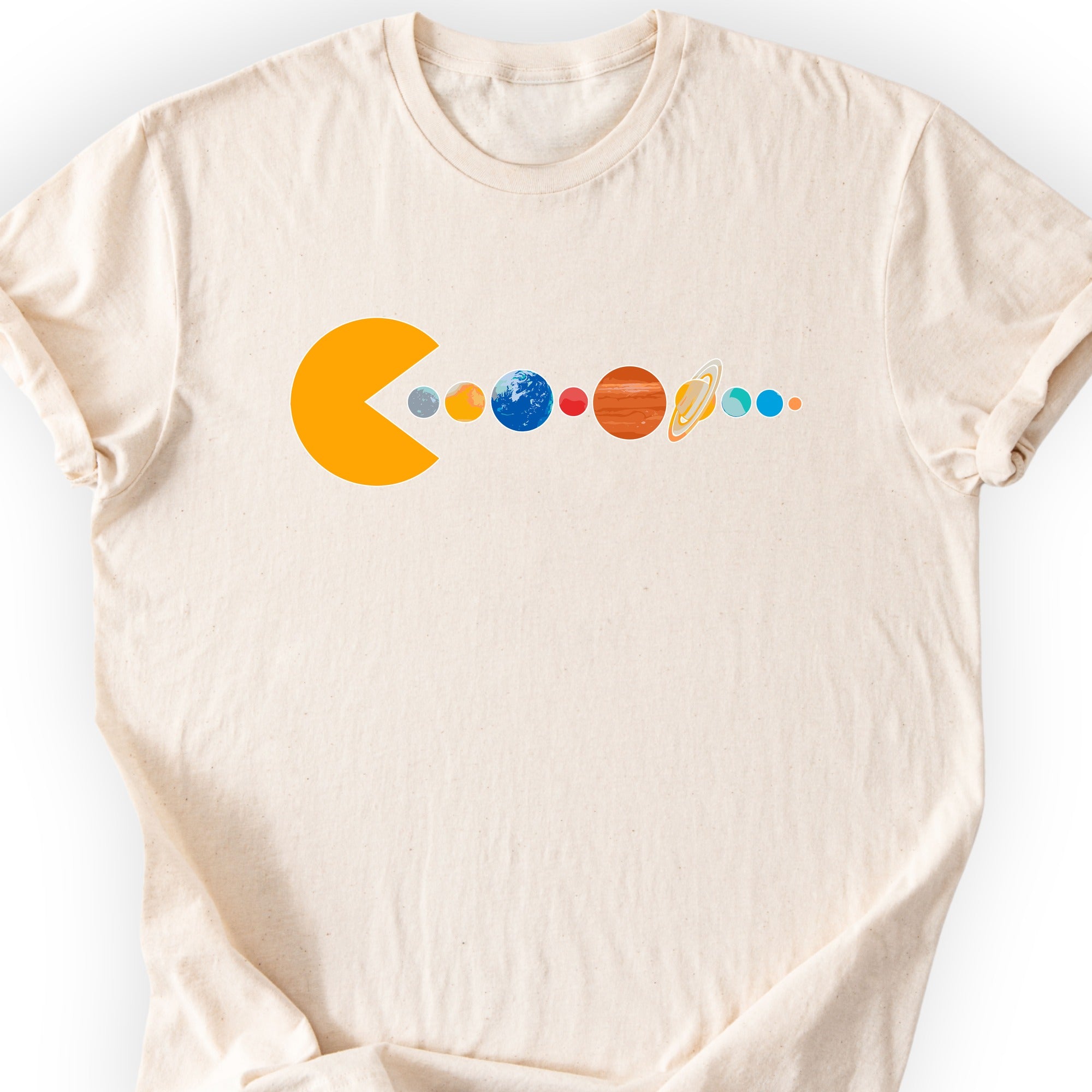 Solar System Pac Man T-shirt Natural