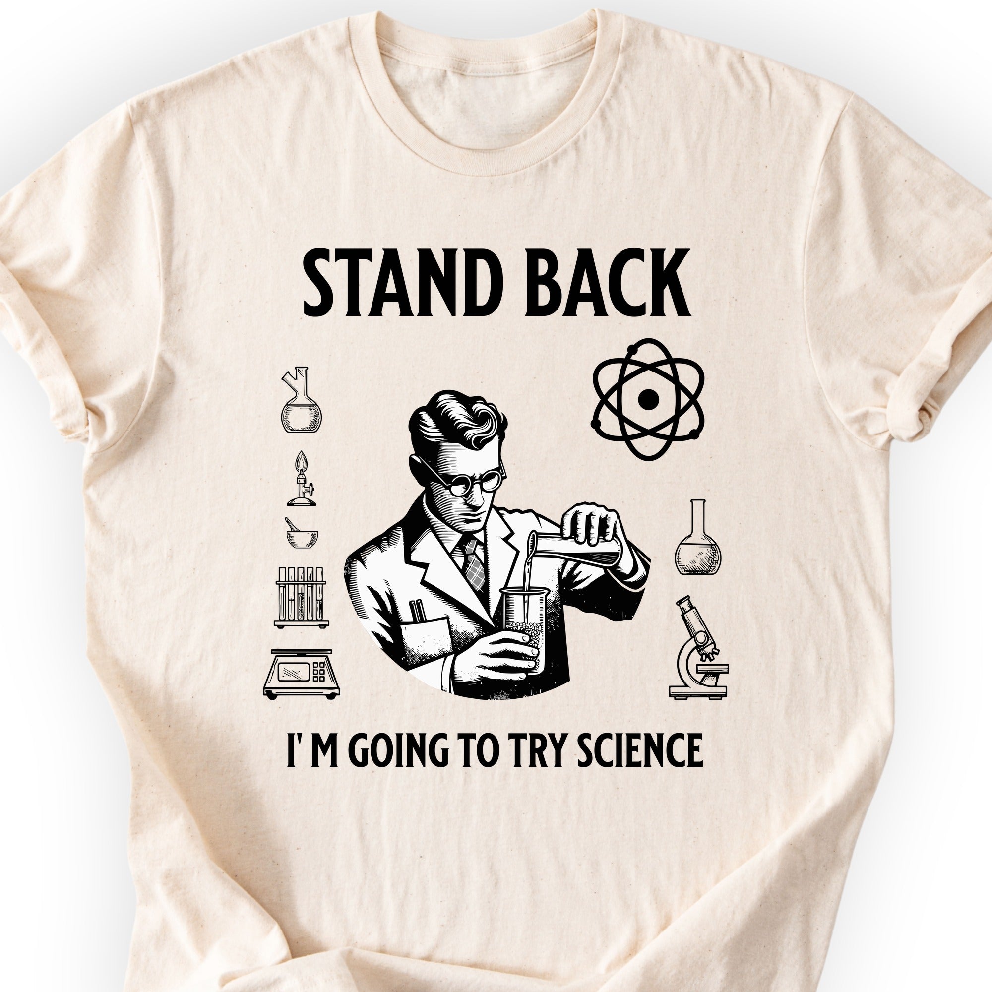 Stand Back Science T-shirt Natural
