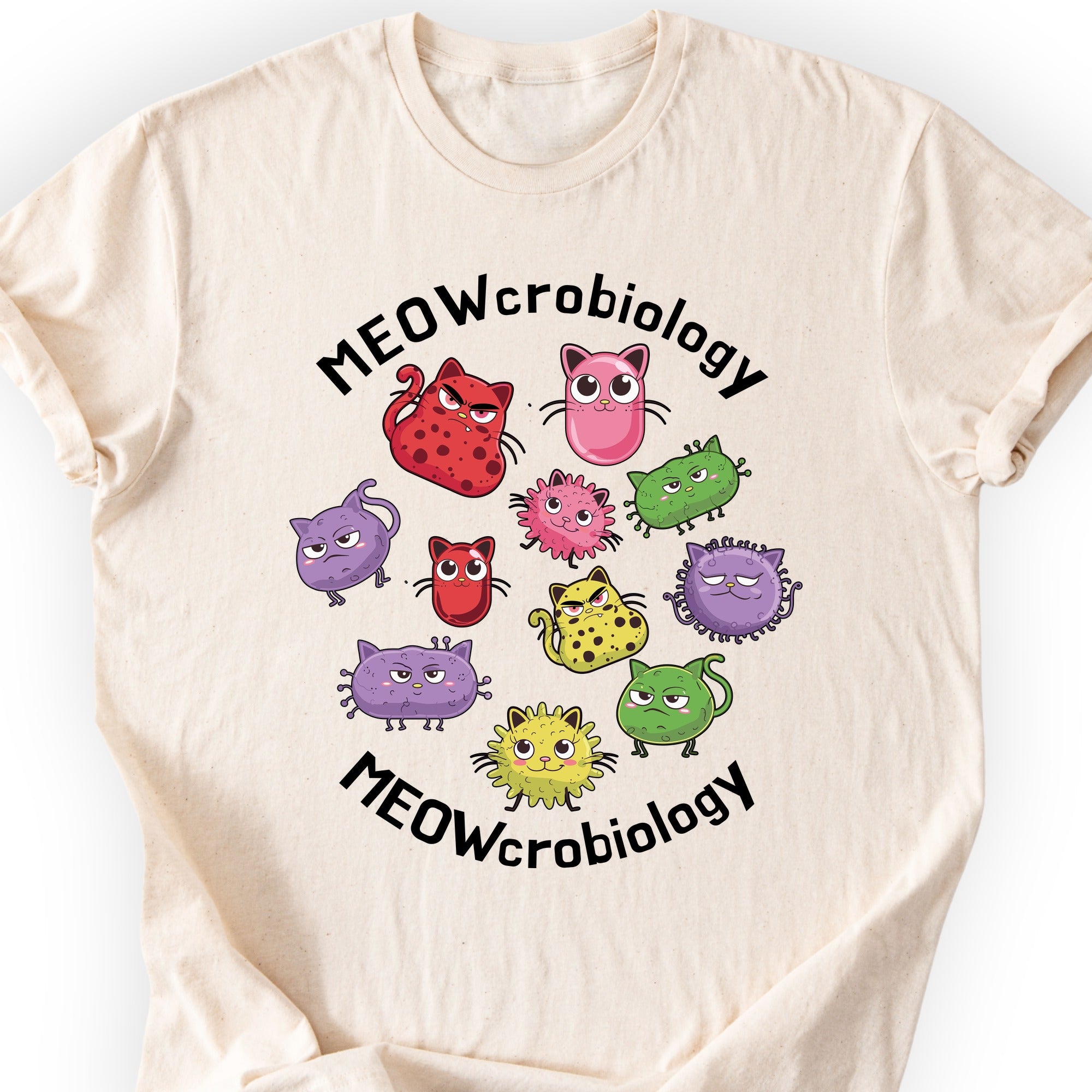 Meowcrobiology  T-shirt Natural