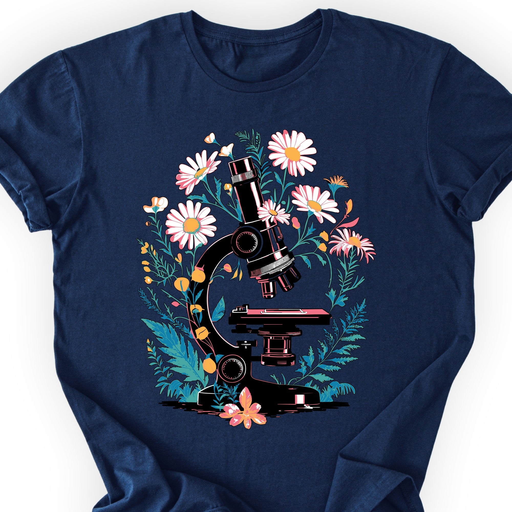 Floral Microscope T-shirt Navy