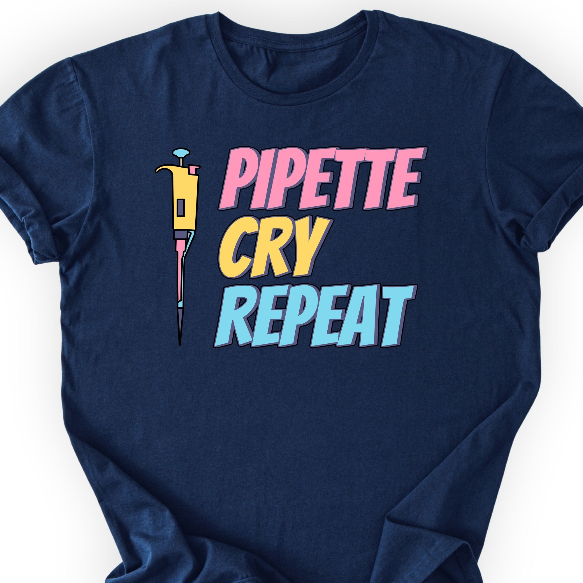 Pipette Cry Repeat T-shirt Navy