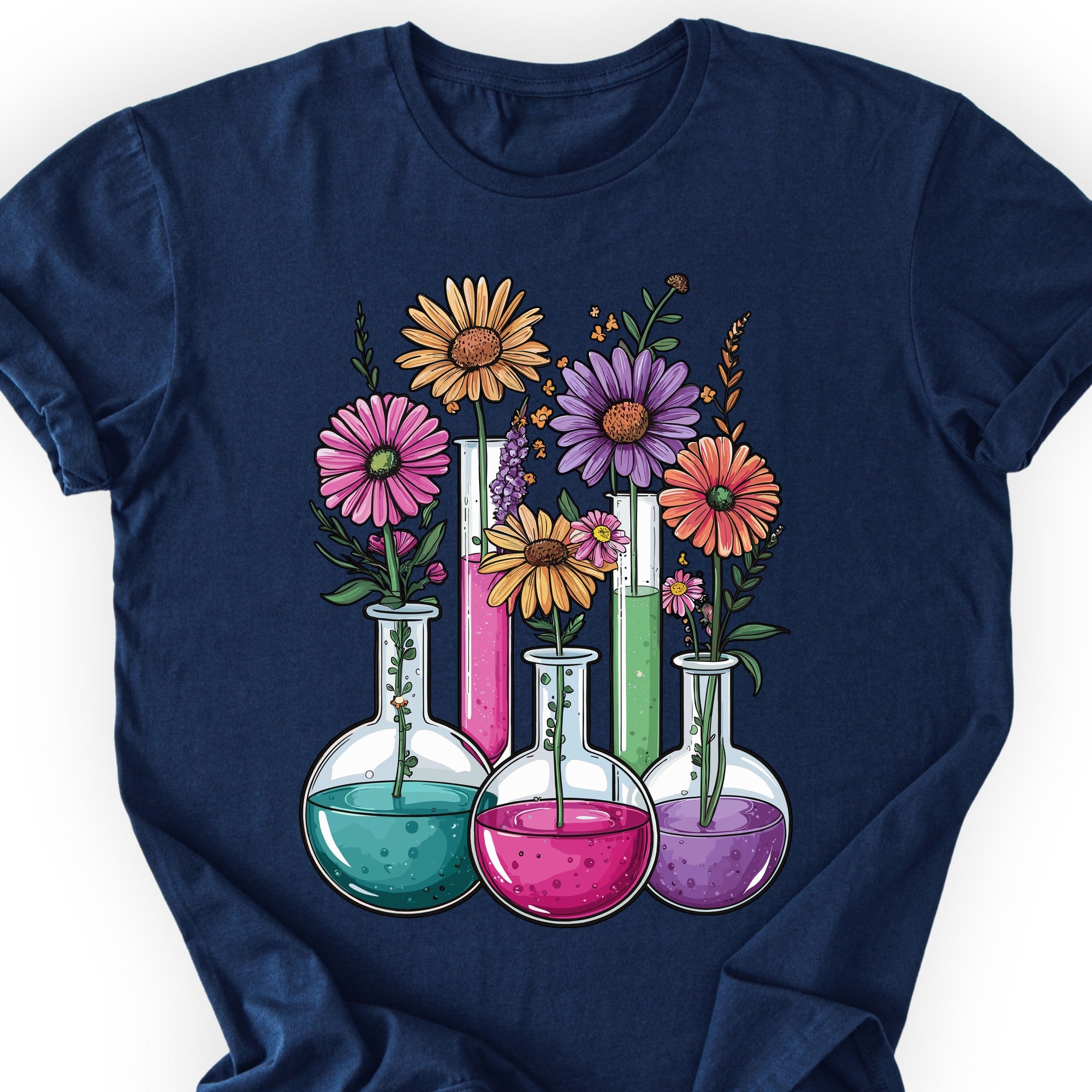 Chemistry Flask Garden T-shirt Navy