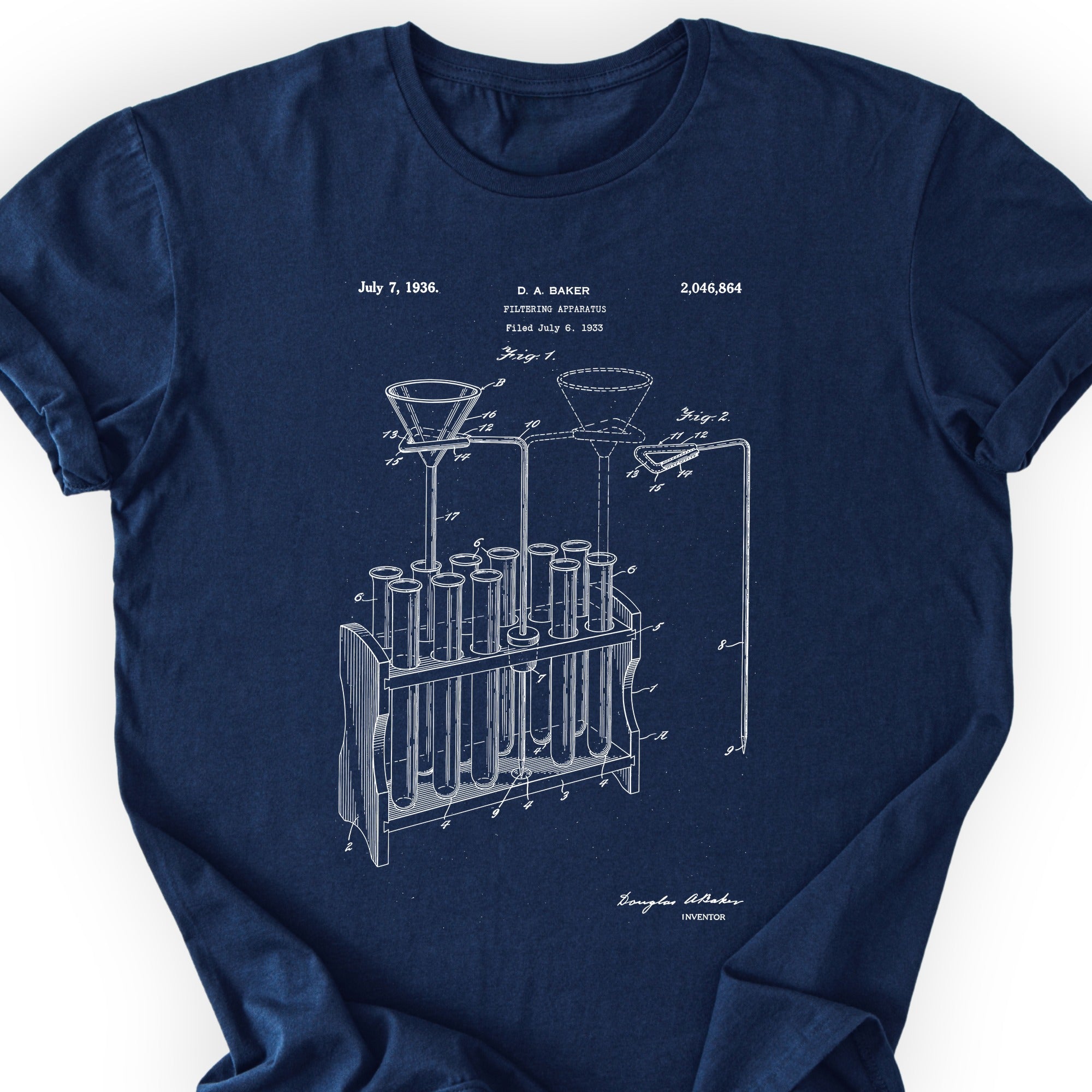 Filtering Apparatus Patent T-shirt Navy