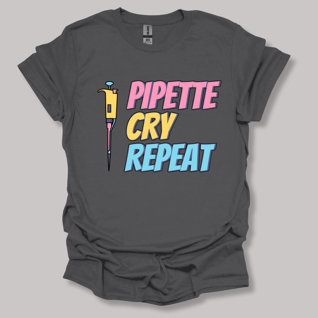 Pipette Cry Repeat T-shirt Charcoal / S