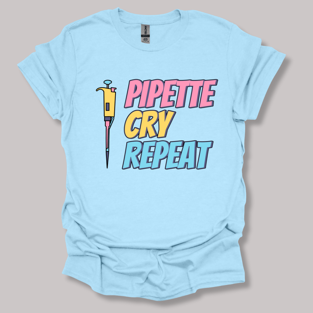 Pipette Cry Repeat T-shirt Light Blue / S
