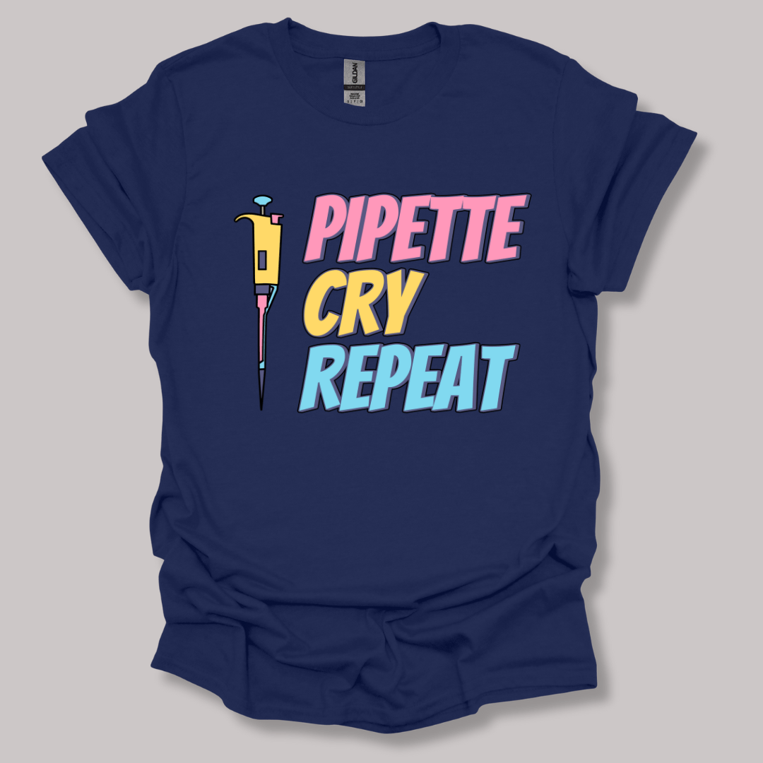 Pipette Cry Repeat T-shirt Navy / S