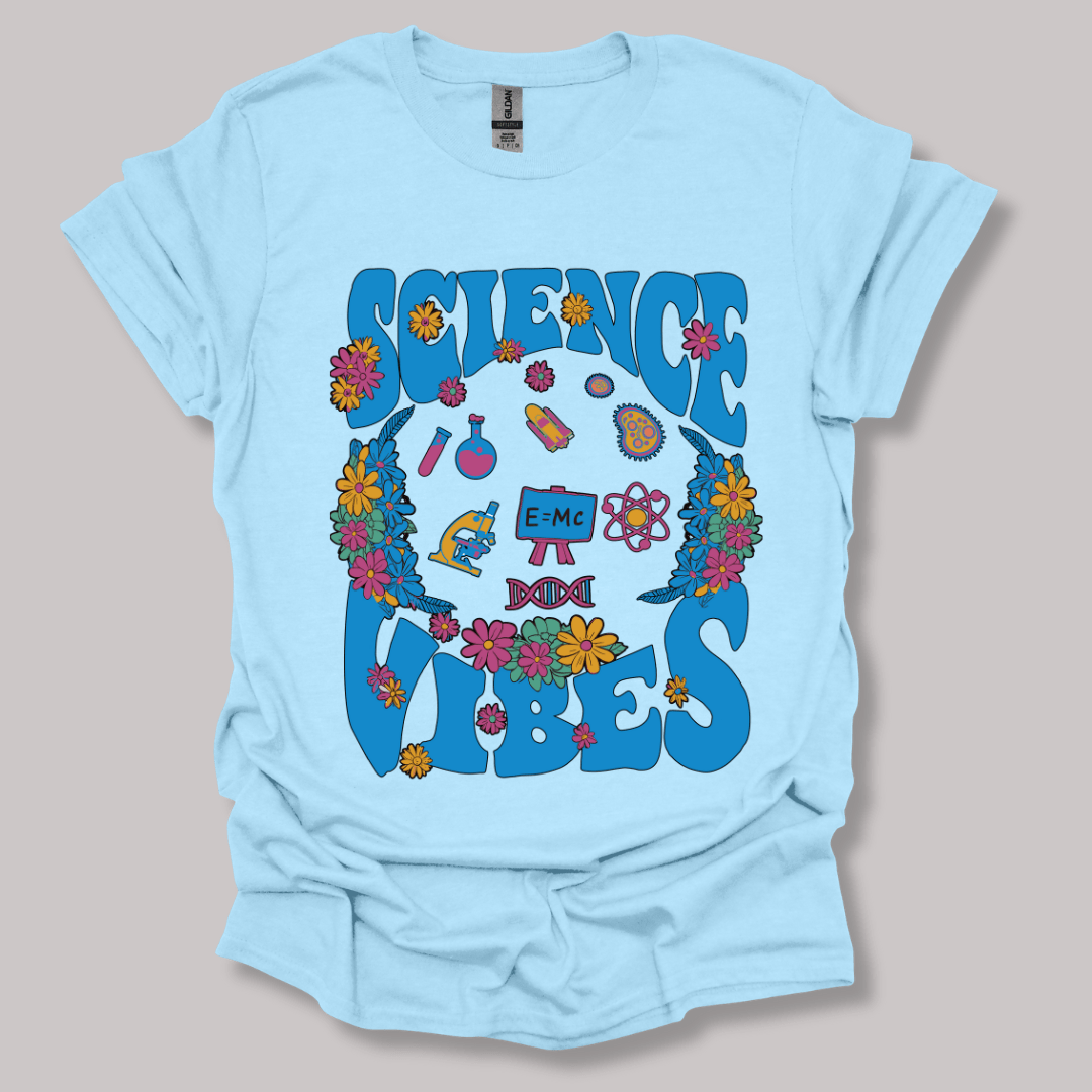 Retro Science Vibes T-shirt Light Blue / S