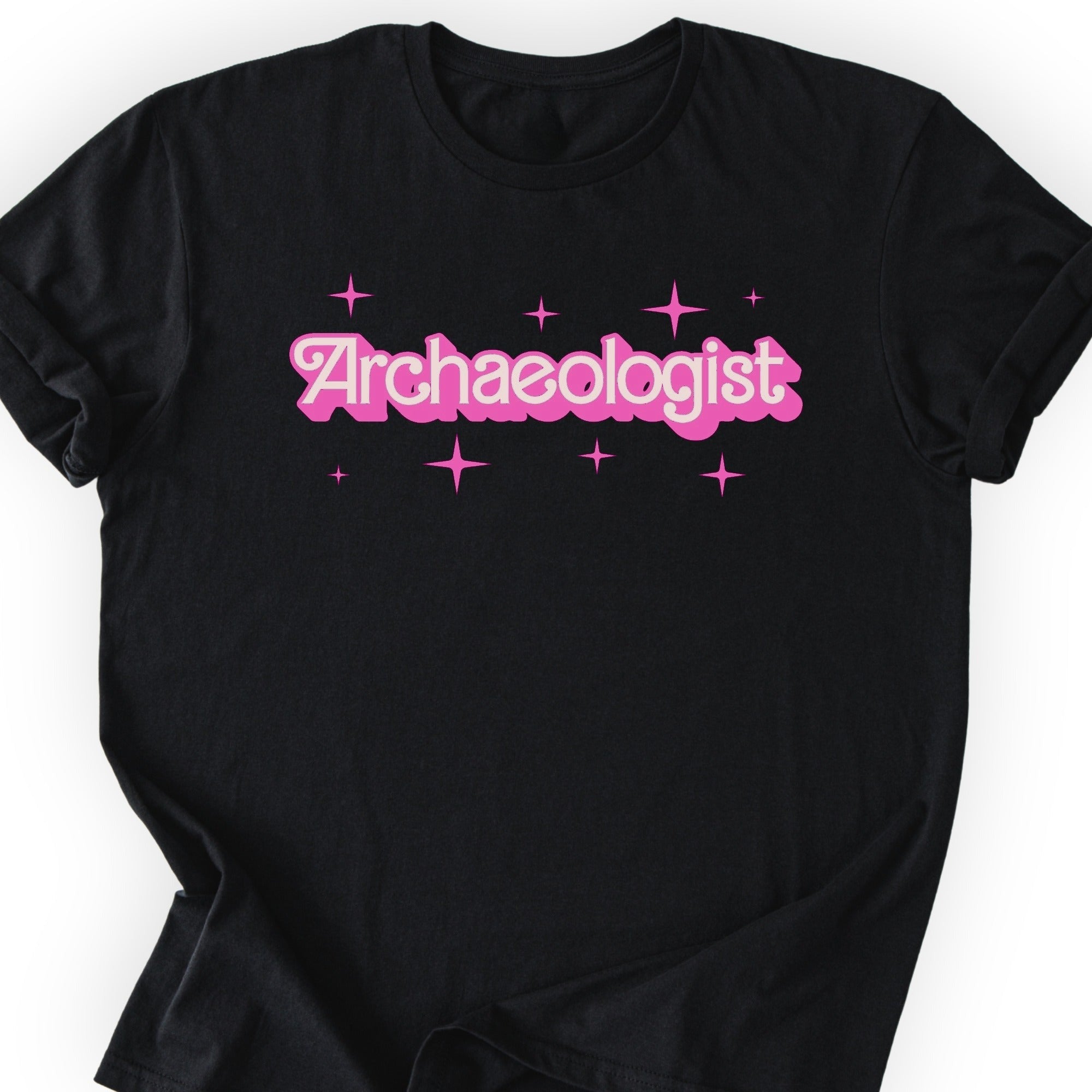 Archaeologist Pink Doll T-shirt Black