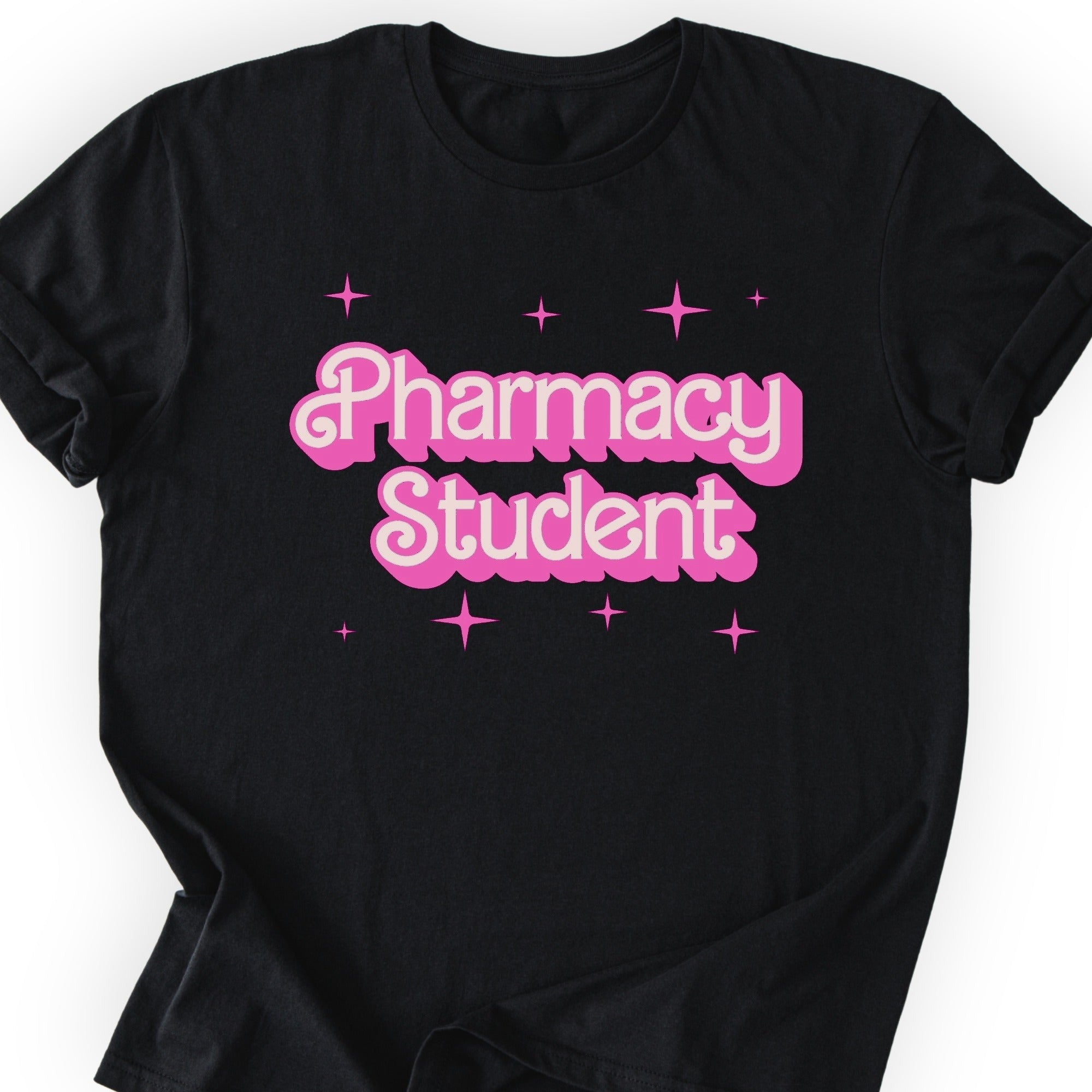 Pharmacy Student Pink Doll T-shirt Black