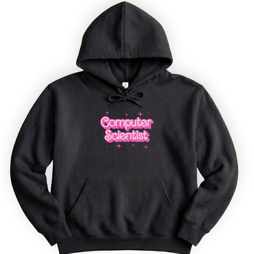 Computer Scientist Pink Doll hoodie — Black
