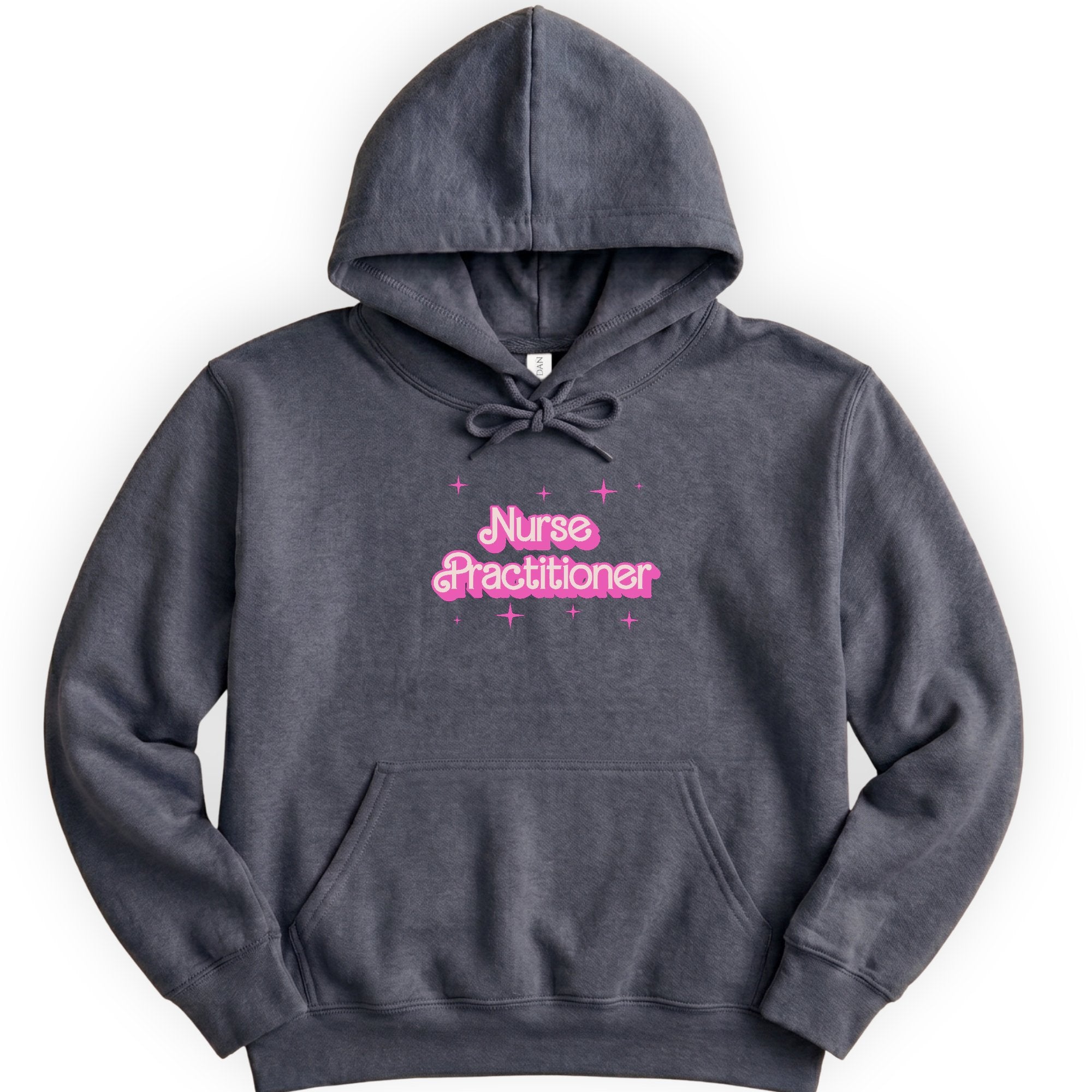 Nurse Practitioner Pink Doll hoodie — Dark Heather
