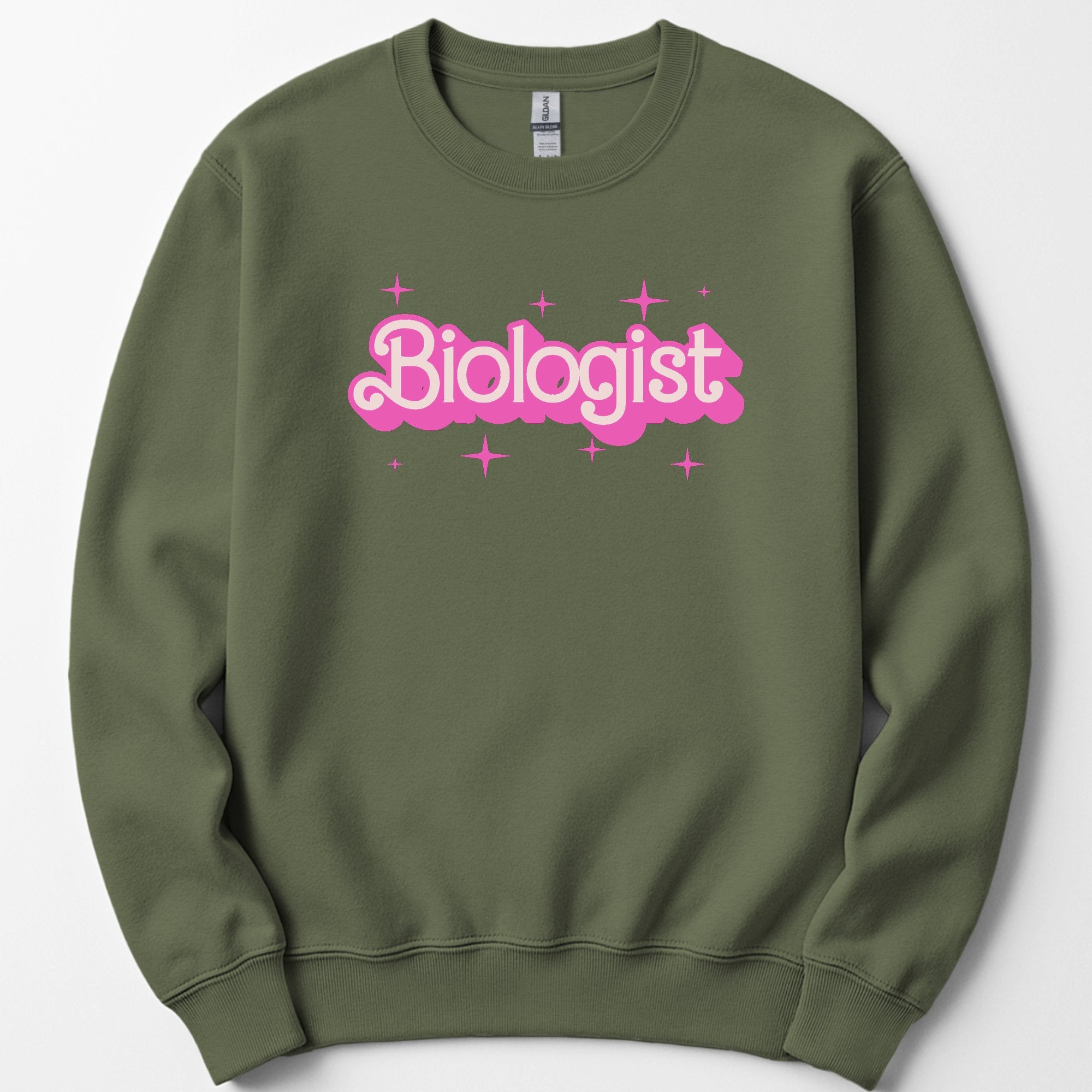 Biologist Pink Doll sweatshirt — Military Green
