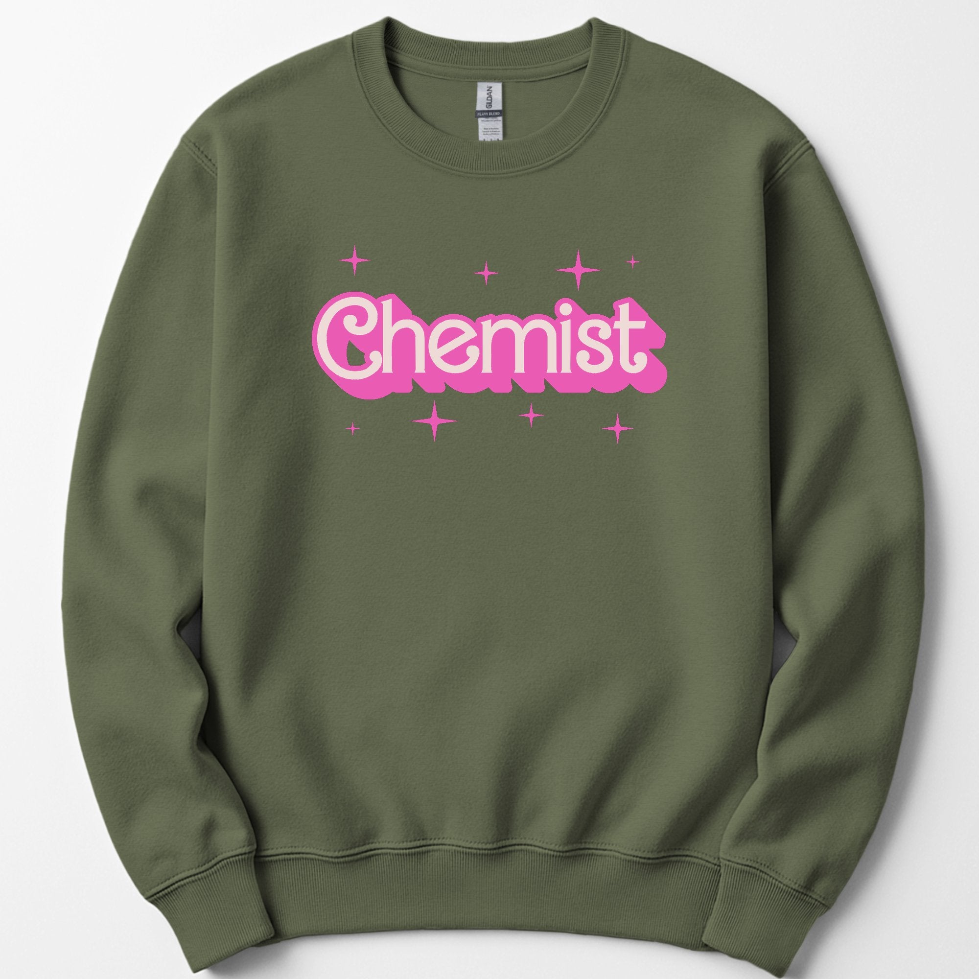 Chemist Pink Doll sweatshirt — Military Green