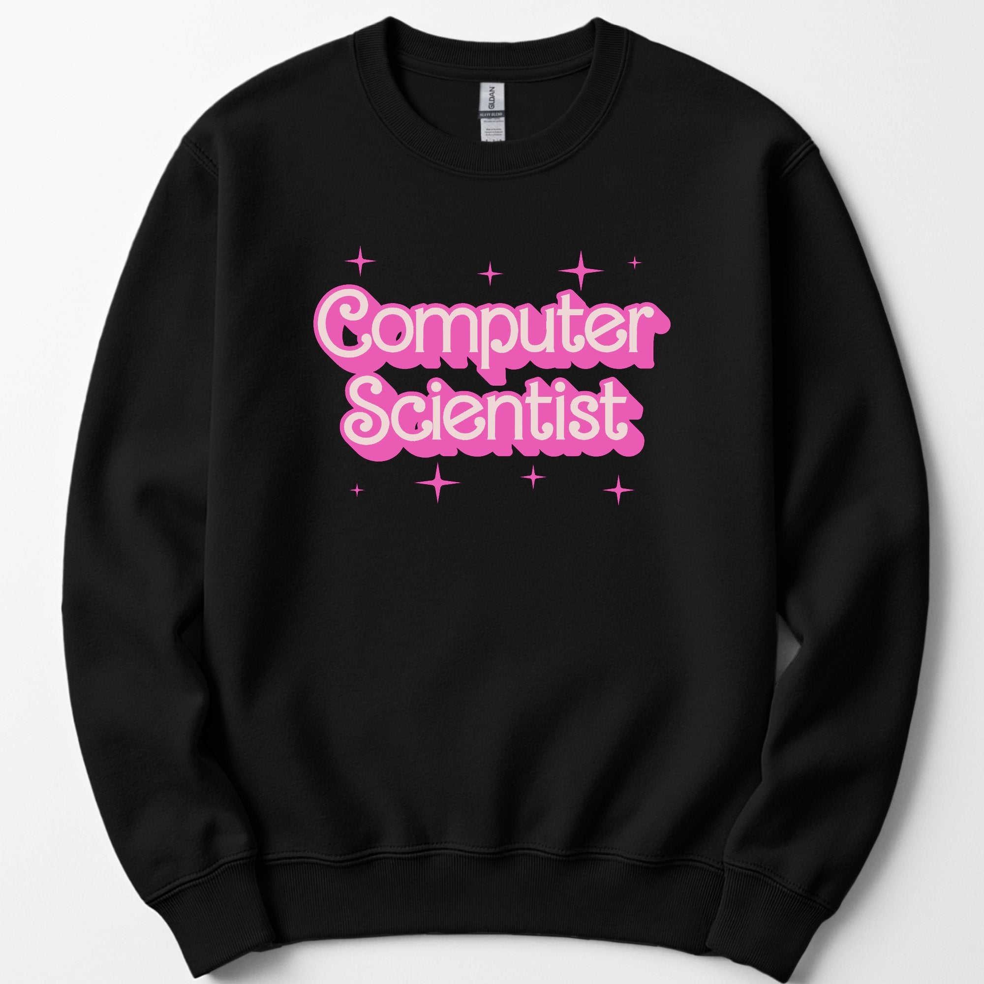 Computer Scientist Pink Doll sweatshirt — Black