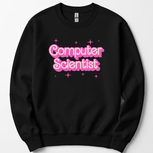 Computer Scientist Pink Doll sweatshirt — Black