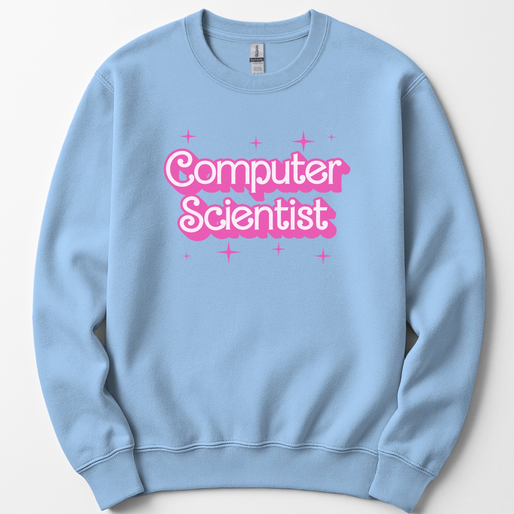 Computer Scientist Pink Doll sweatshirt — Light Blue