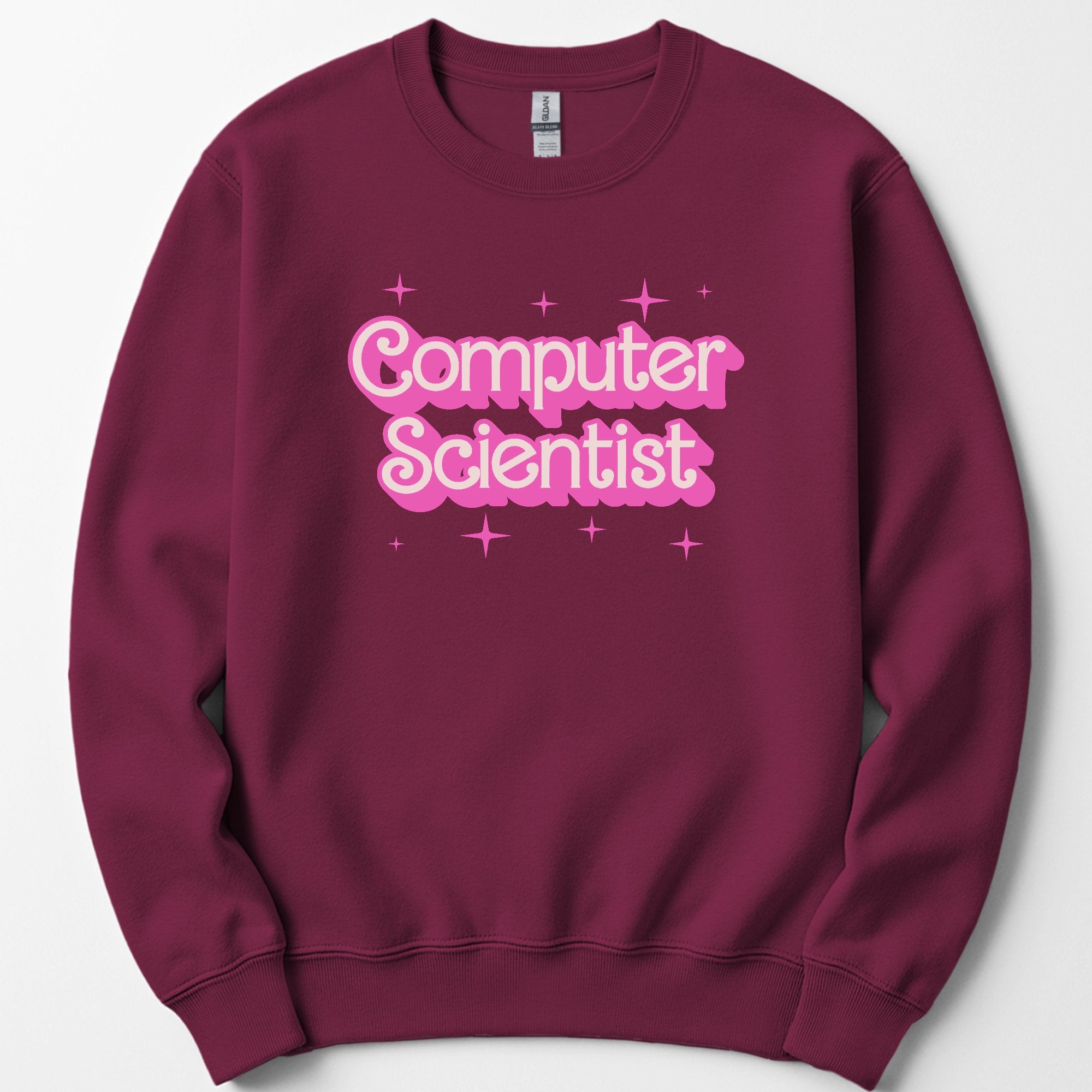 Computer Scientist Pink Doll sweatshirt — Maroon