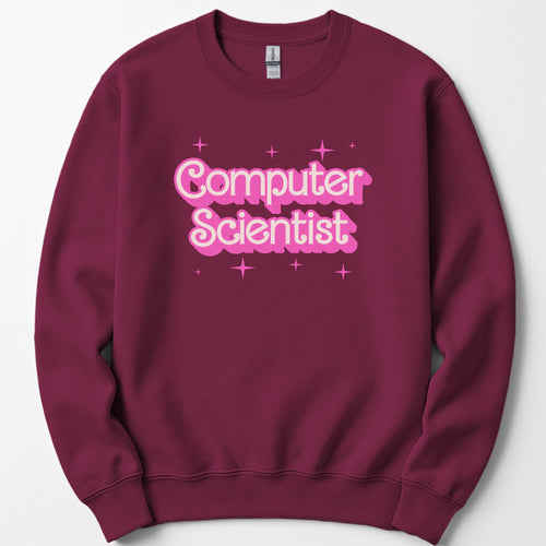 Computer Scientist Pink Doll sweatshirt — Maroon