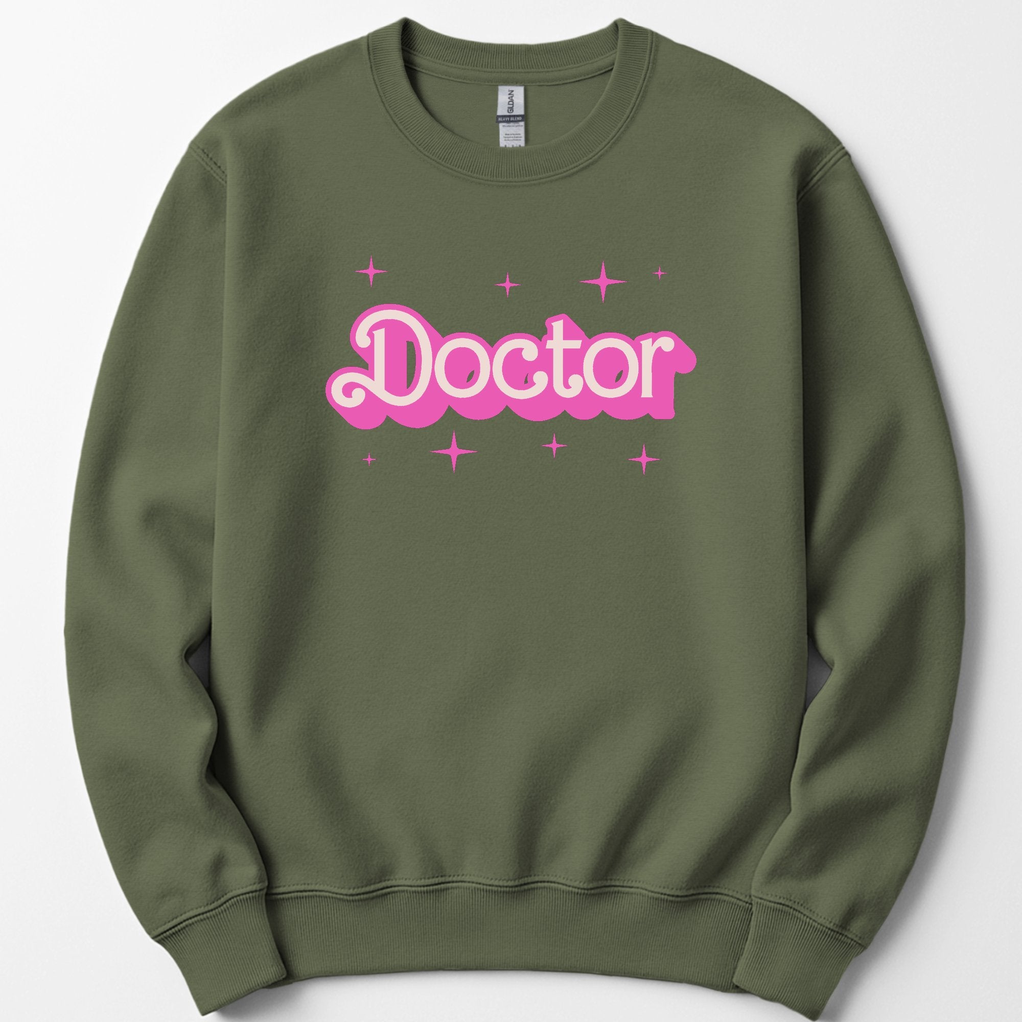 Doctor Pink Doll sweatshirt — Military Green