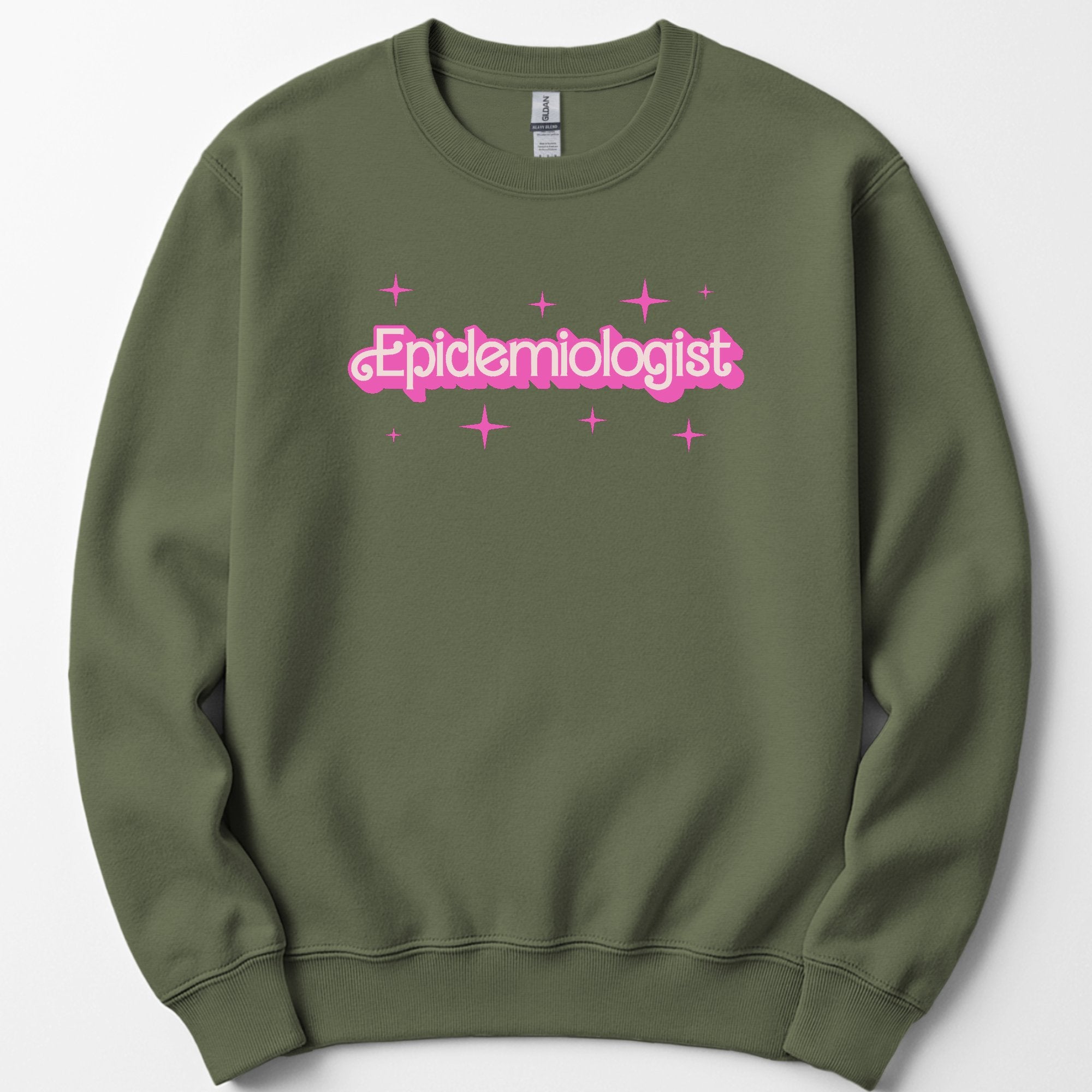Epidemiologist Pink Doll sweatshirt — Military Green