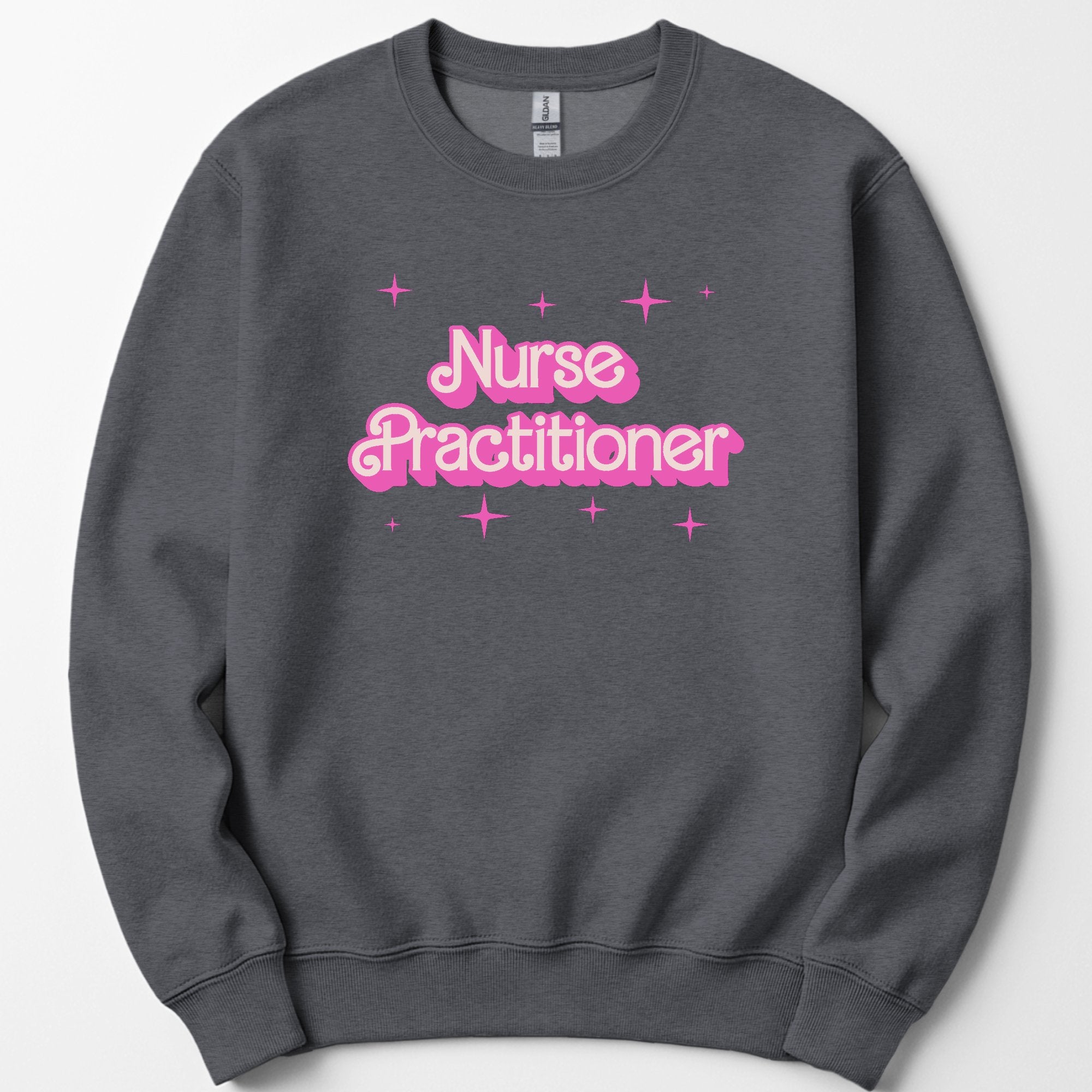 Nurse Practitioner Pink Doll sweatshirt — Dark Heather