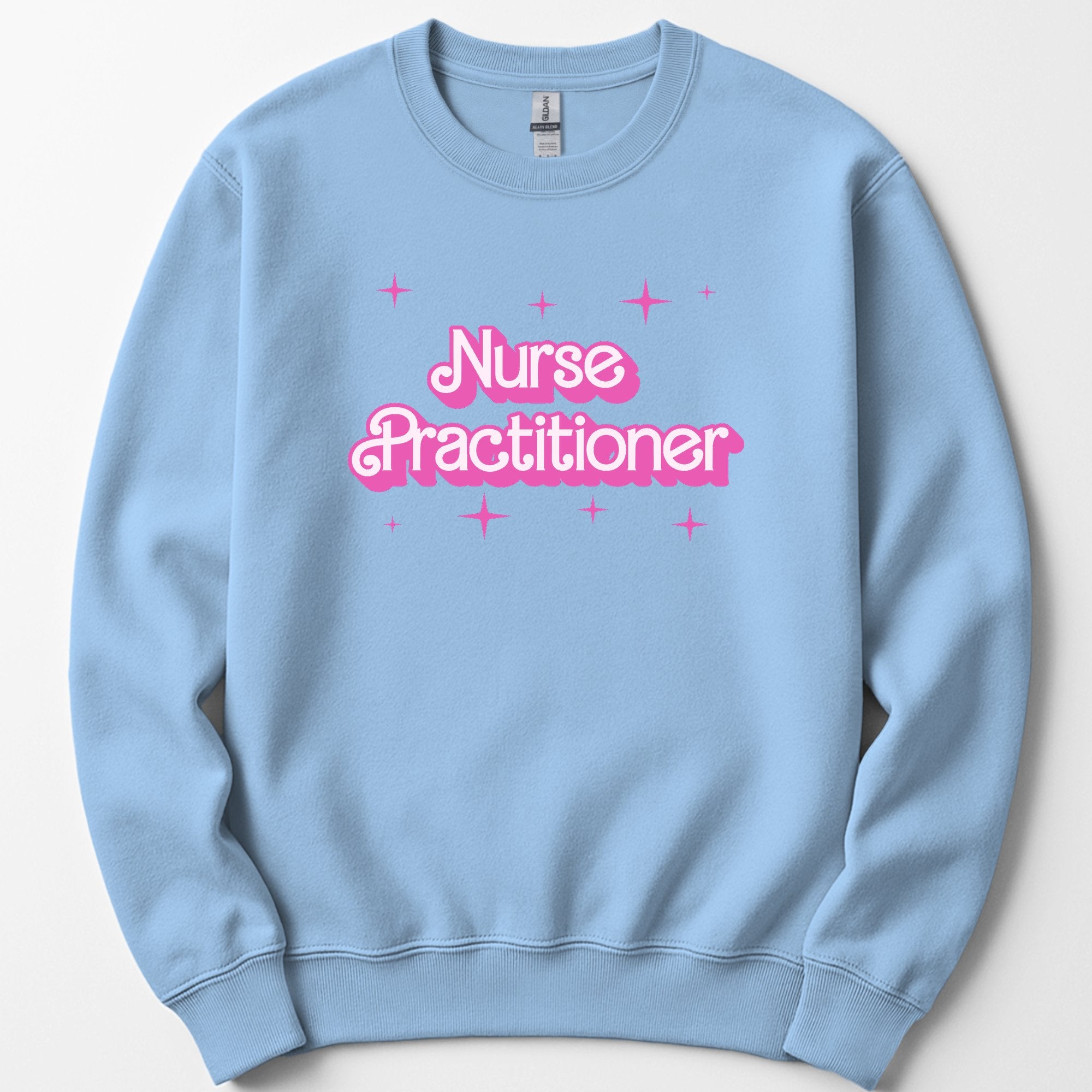 Nurse Practitioner Pink Doll sweatshirt — Light Blue