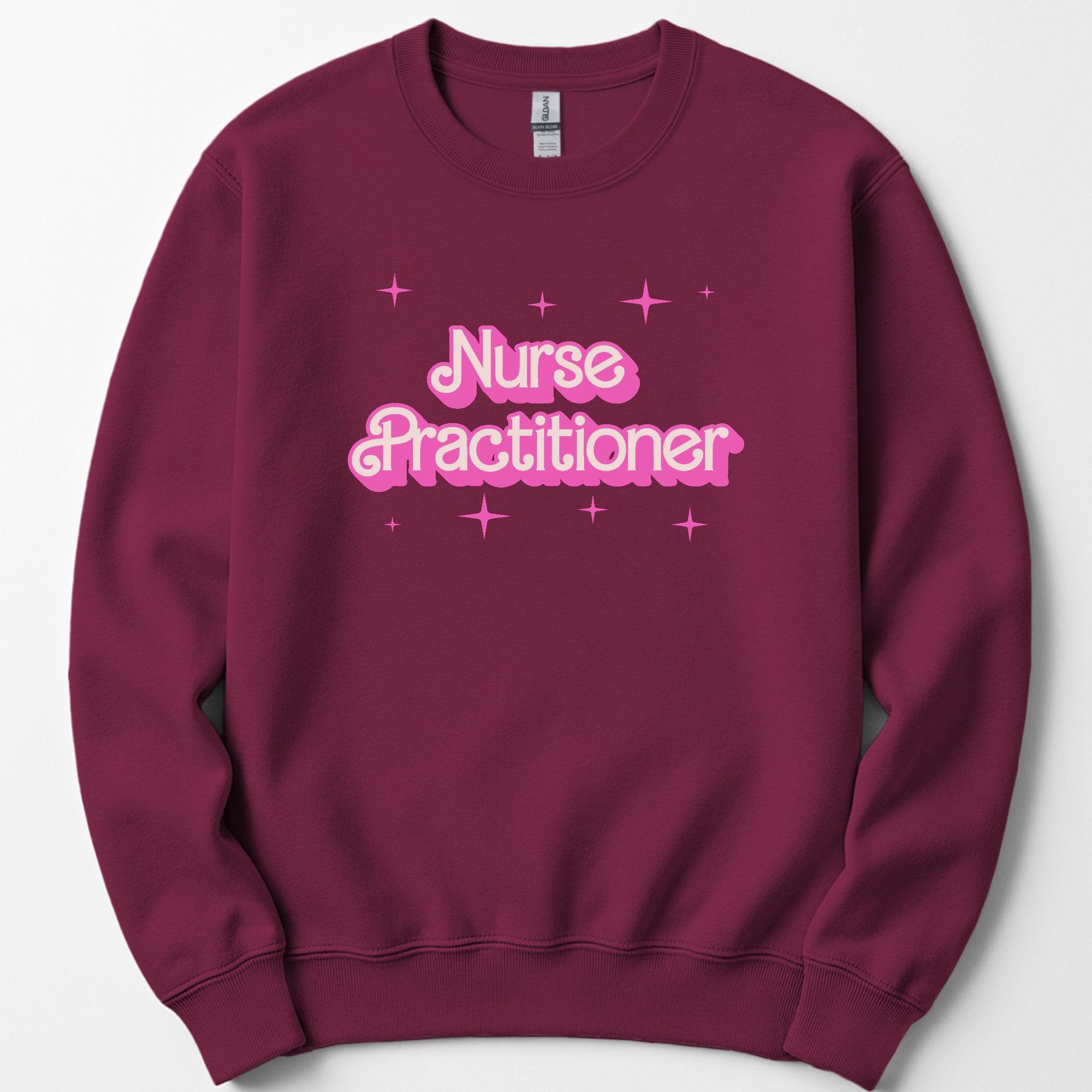 Nurse Practitioner Pink Doll sweatshirt — Maroon