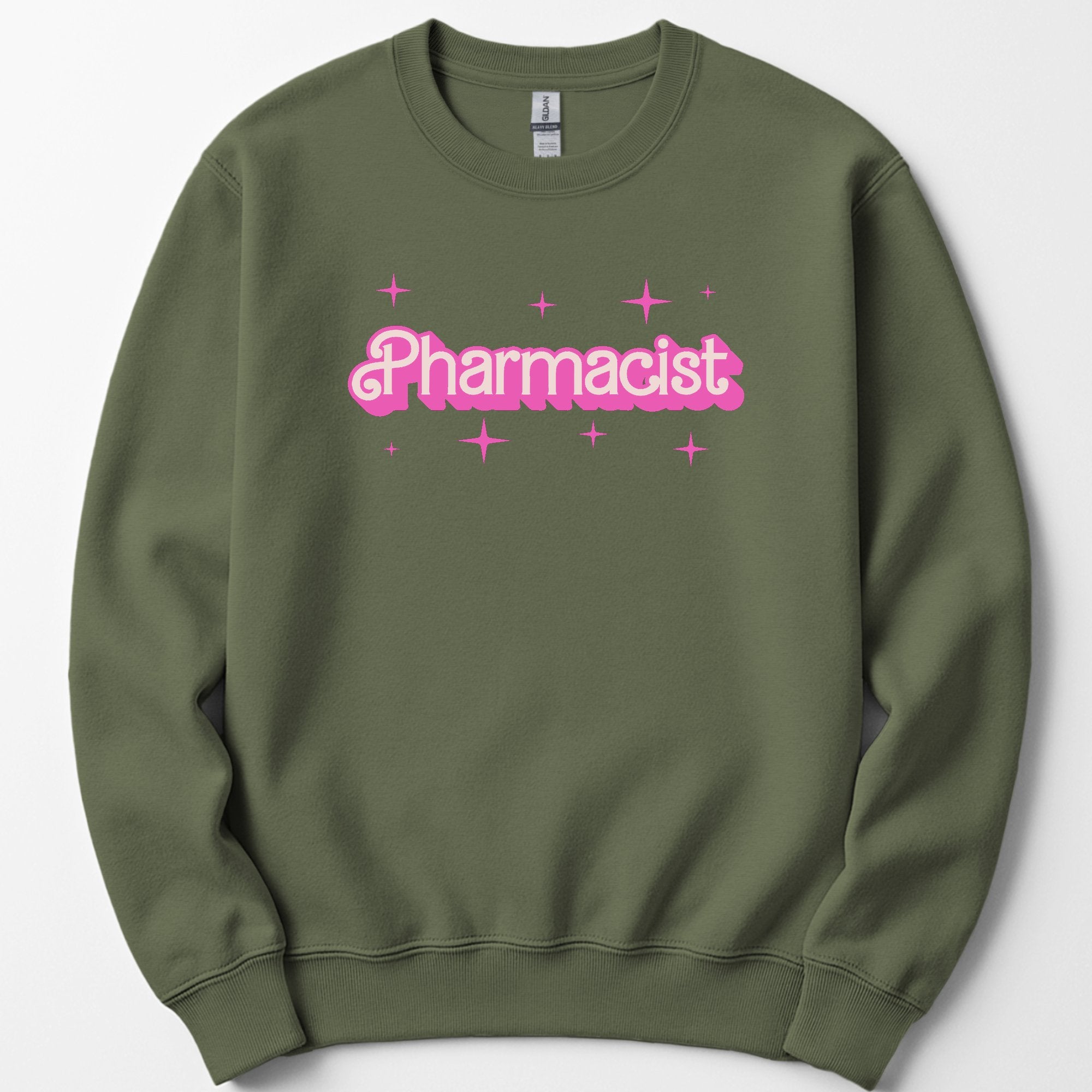 Pharmacist Pink Doll sweatshirt — Military Green