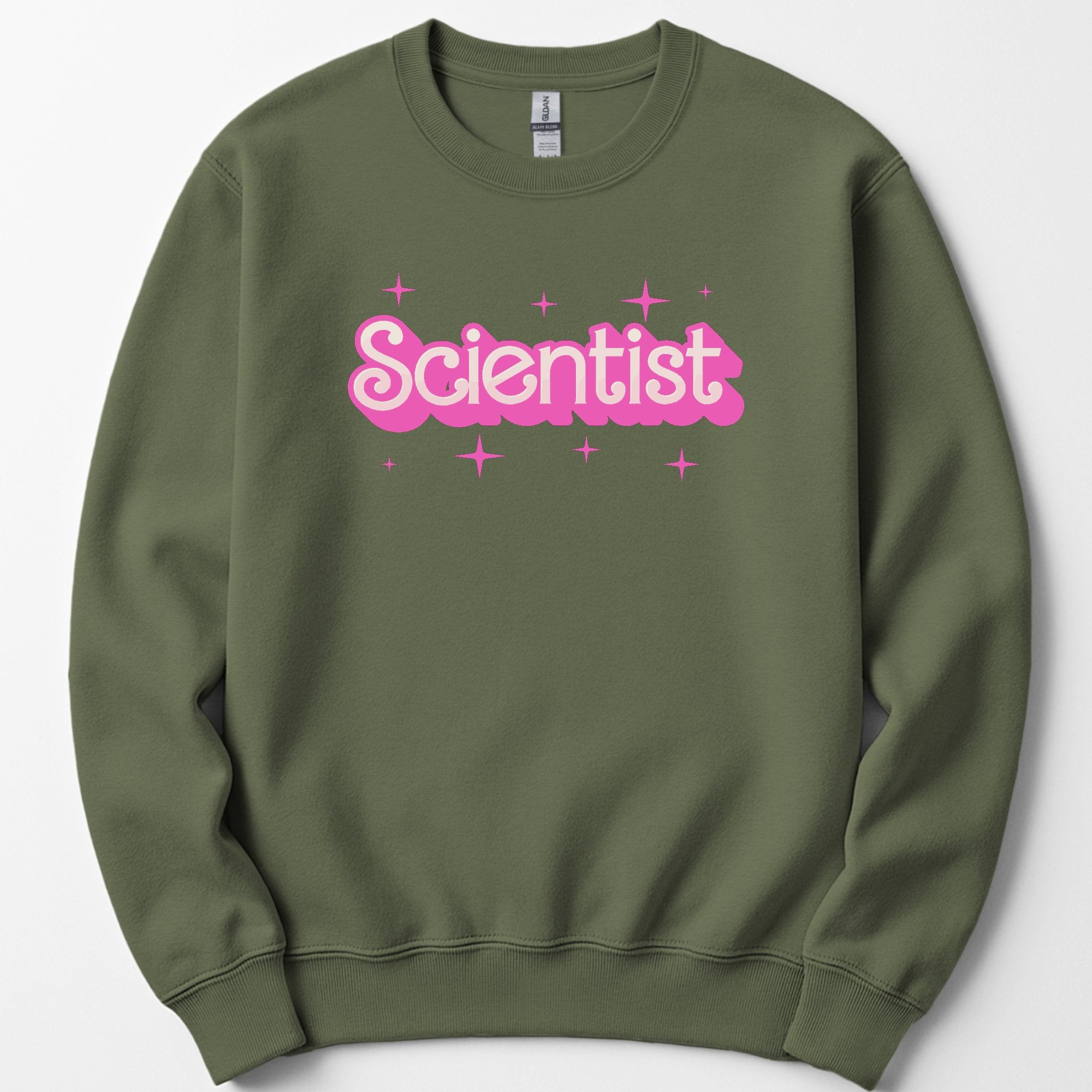 Scientist Pink Doll sweatshirt — Military Green