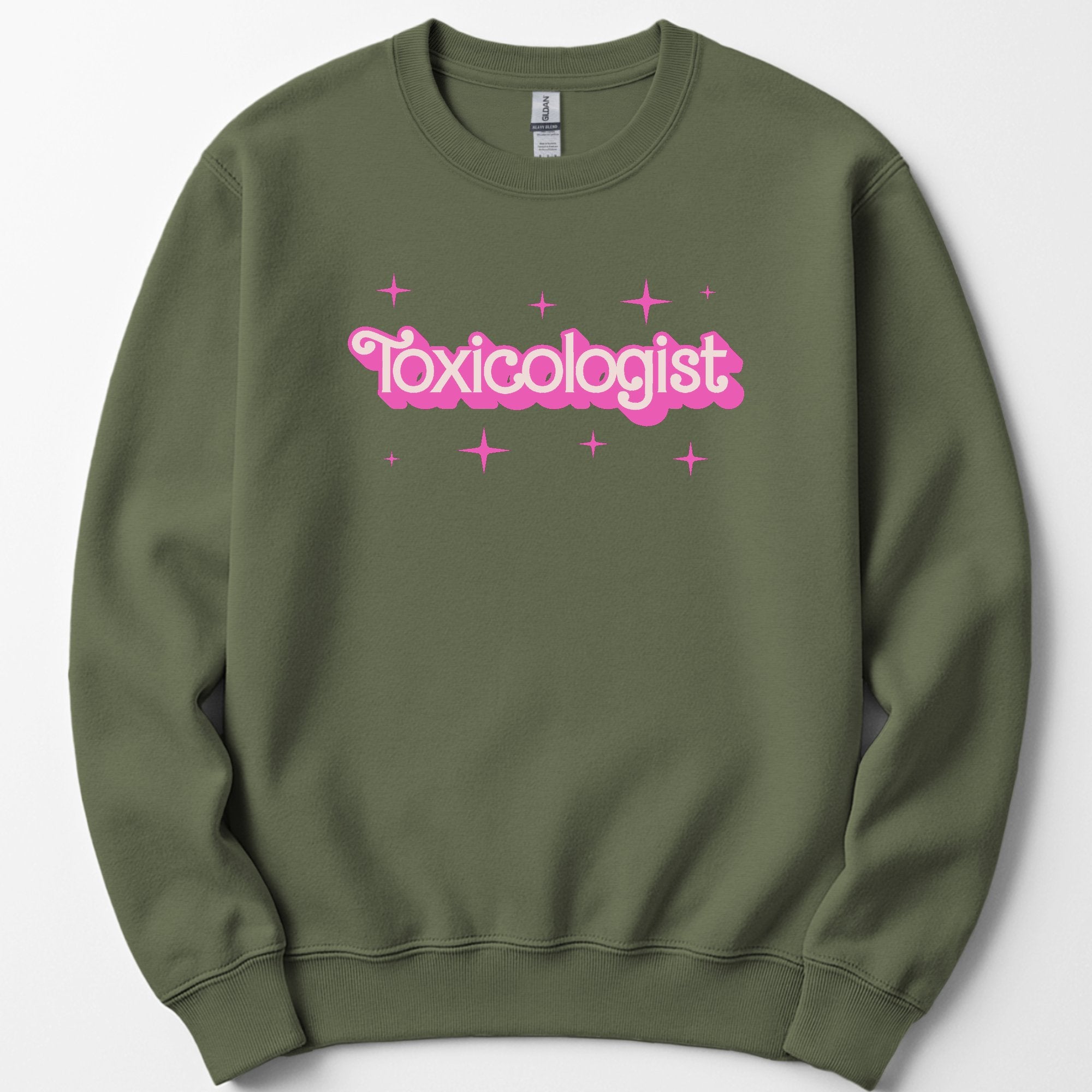 Toxicologist Pink Doll sweatshirt — Military Green