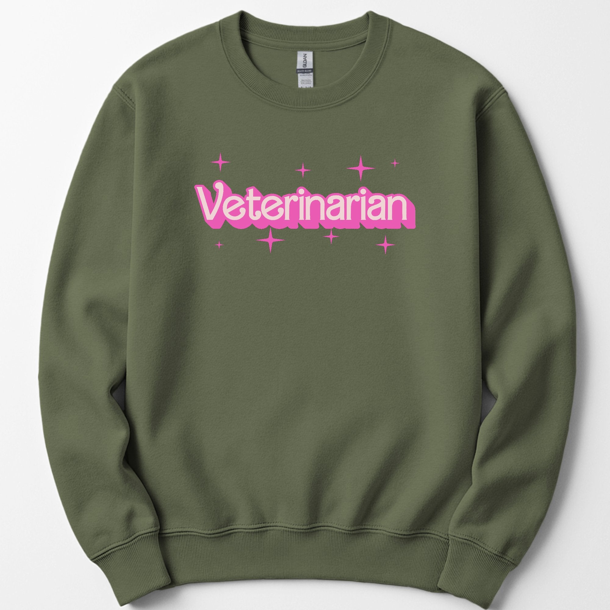 Veterinarian Pink Doll sweatshirt — Military Green
