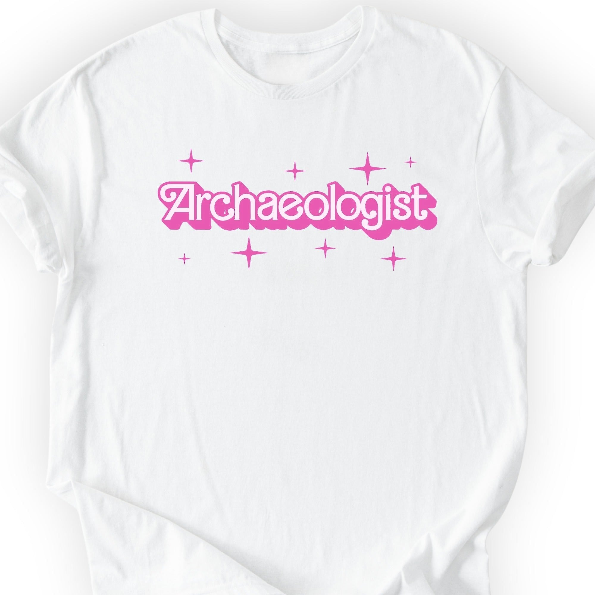 Archaeologist Pink Doll T-shirt White