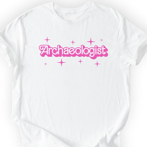 Archaeologist Pink Doll T-shirt White
