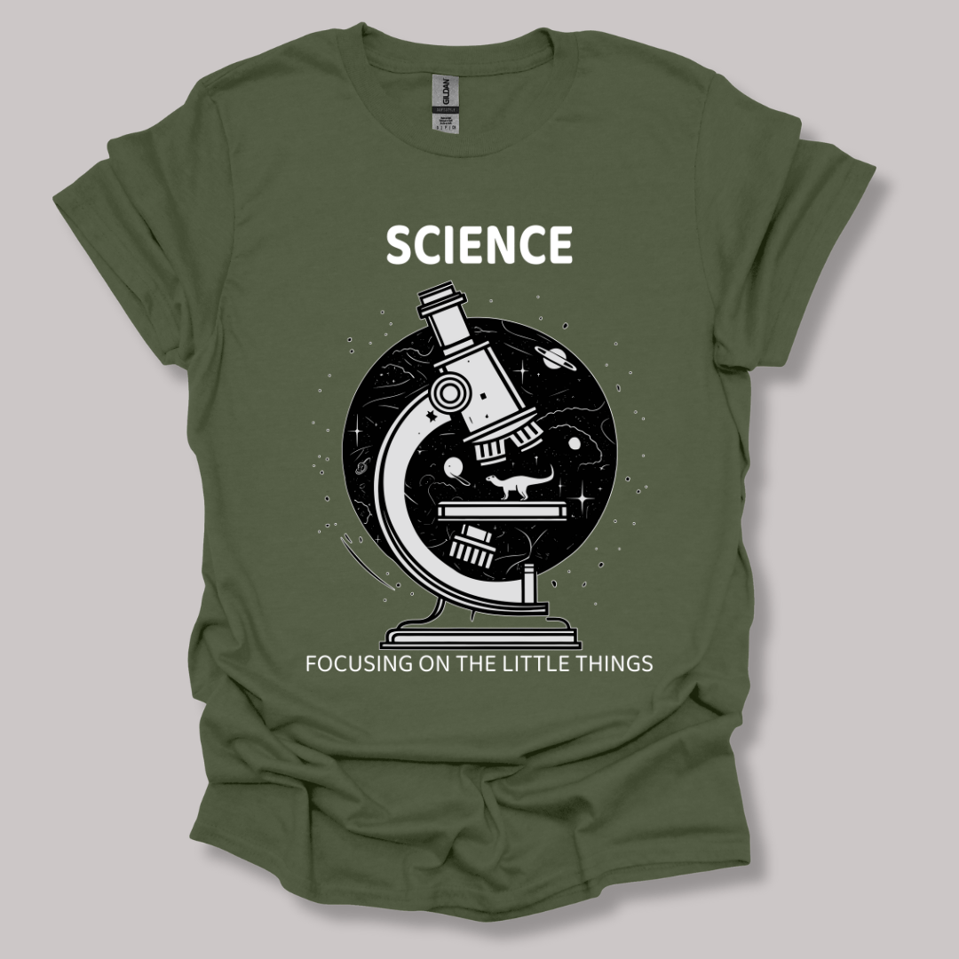 Science Focusing On The Little Things T-shirt Military Green / S