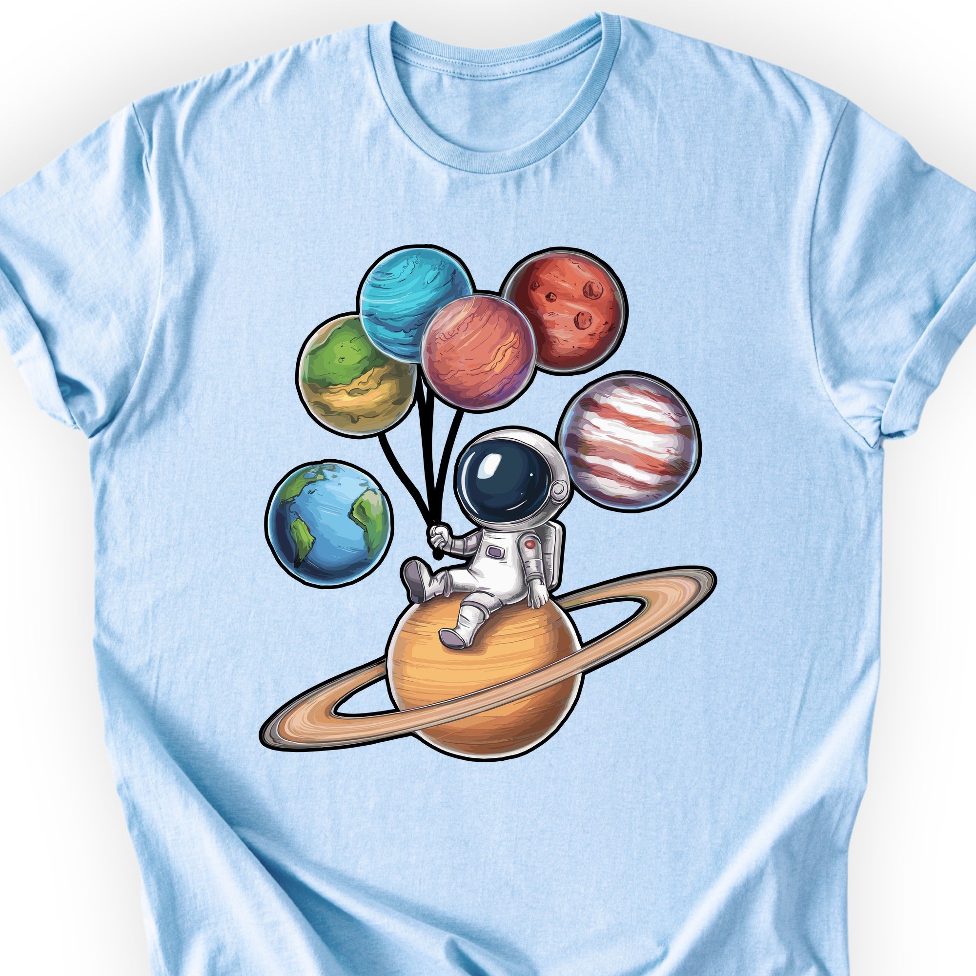 Astronaut and Planets T-shirt Light Blue