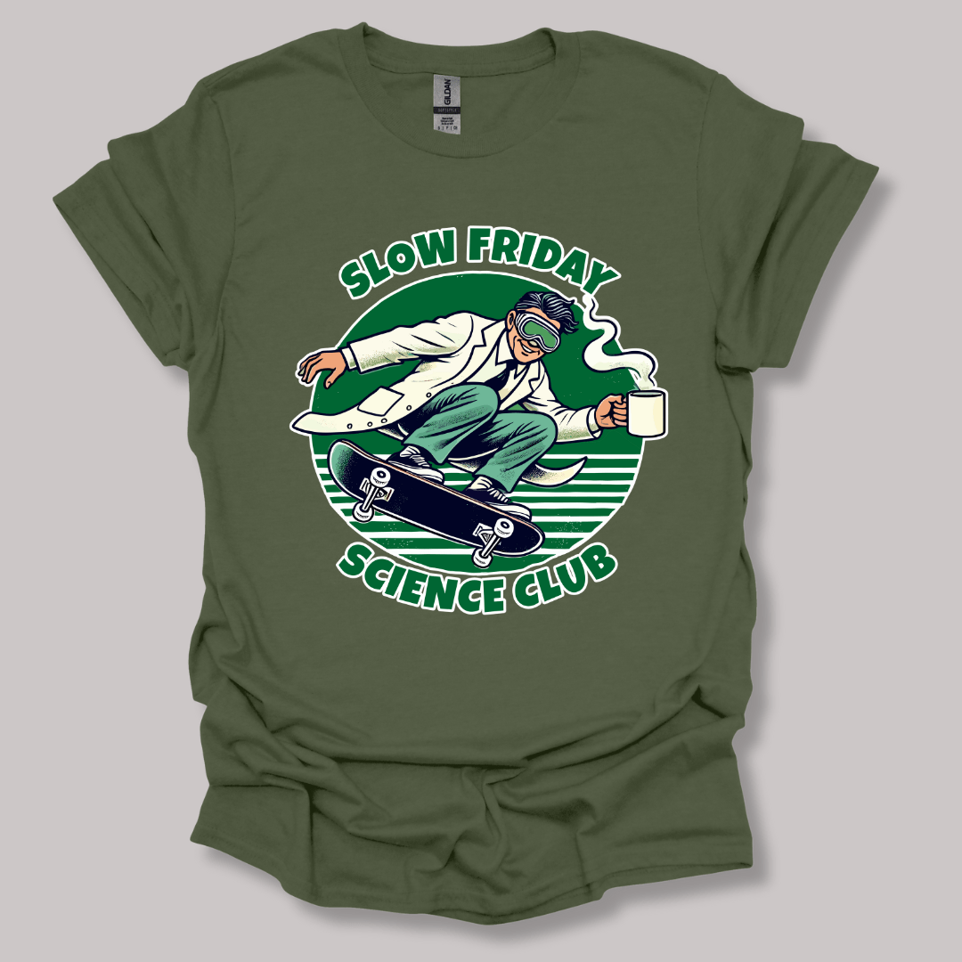 Slow Friday Science Club T-shirt Military Green / S
