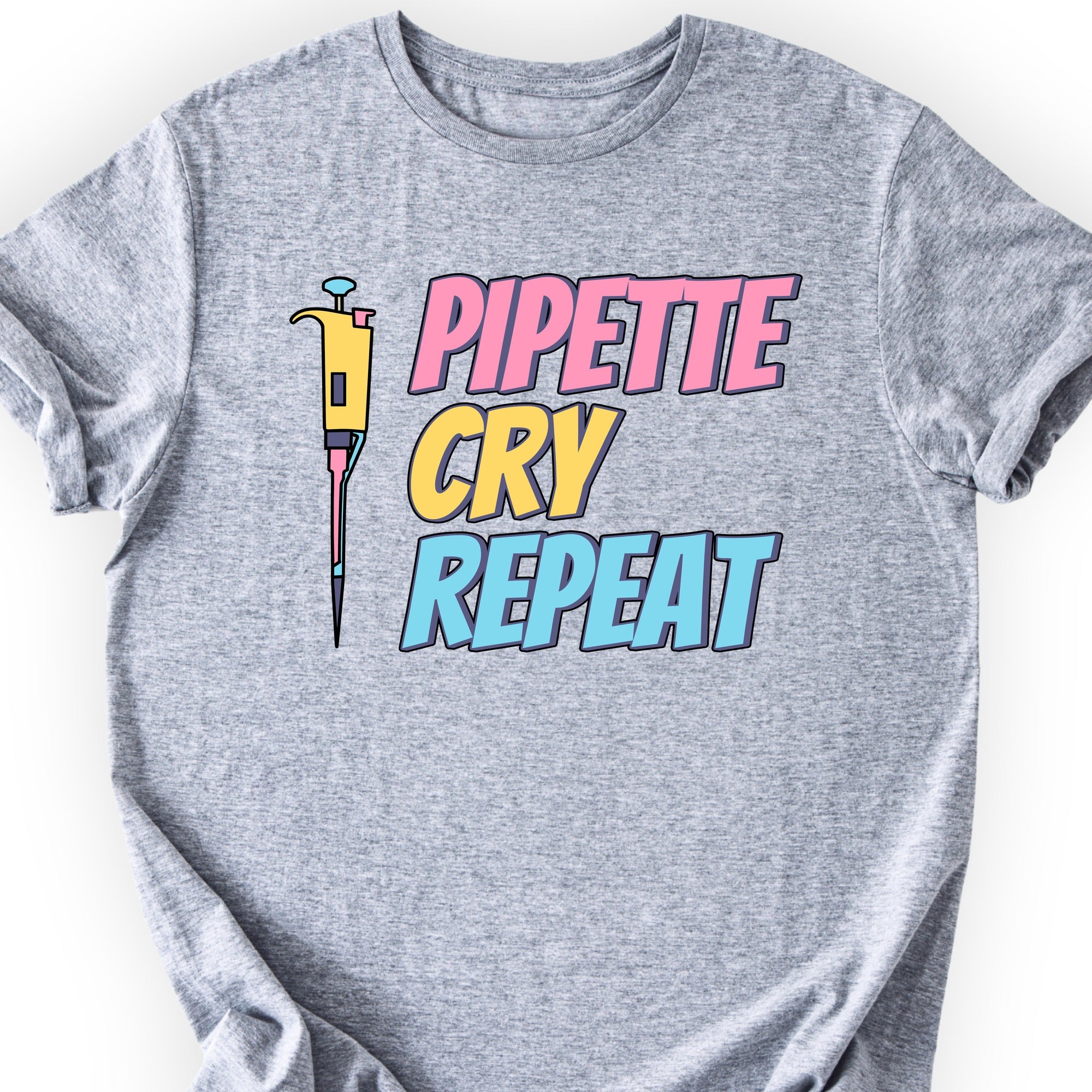 Pipette Cry Repeat T-shirt Sports Grey