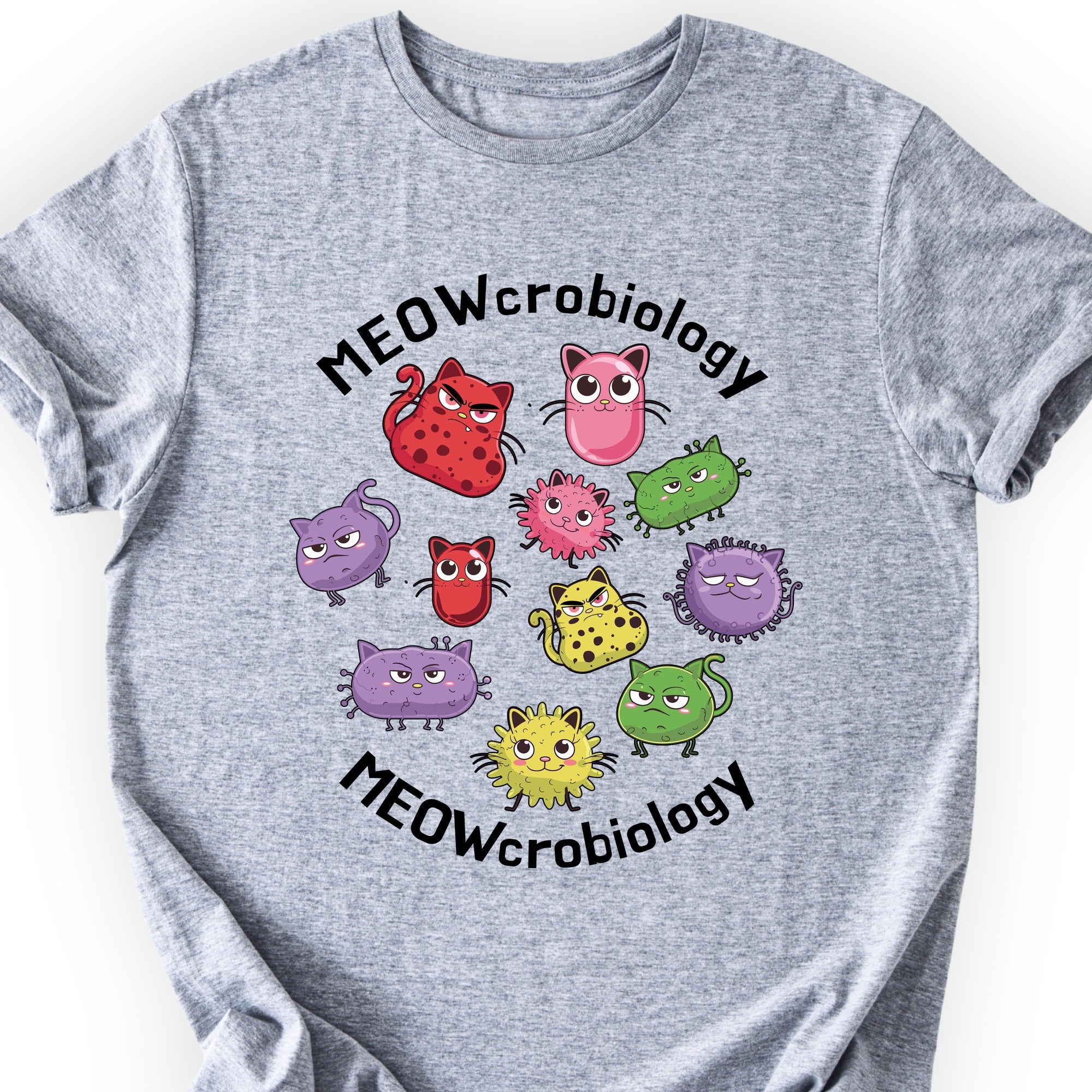 Meowcrobiology  T-shirt Sports Grey