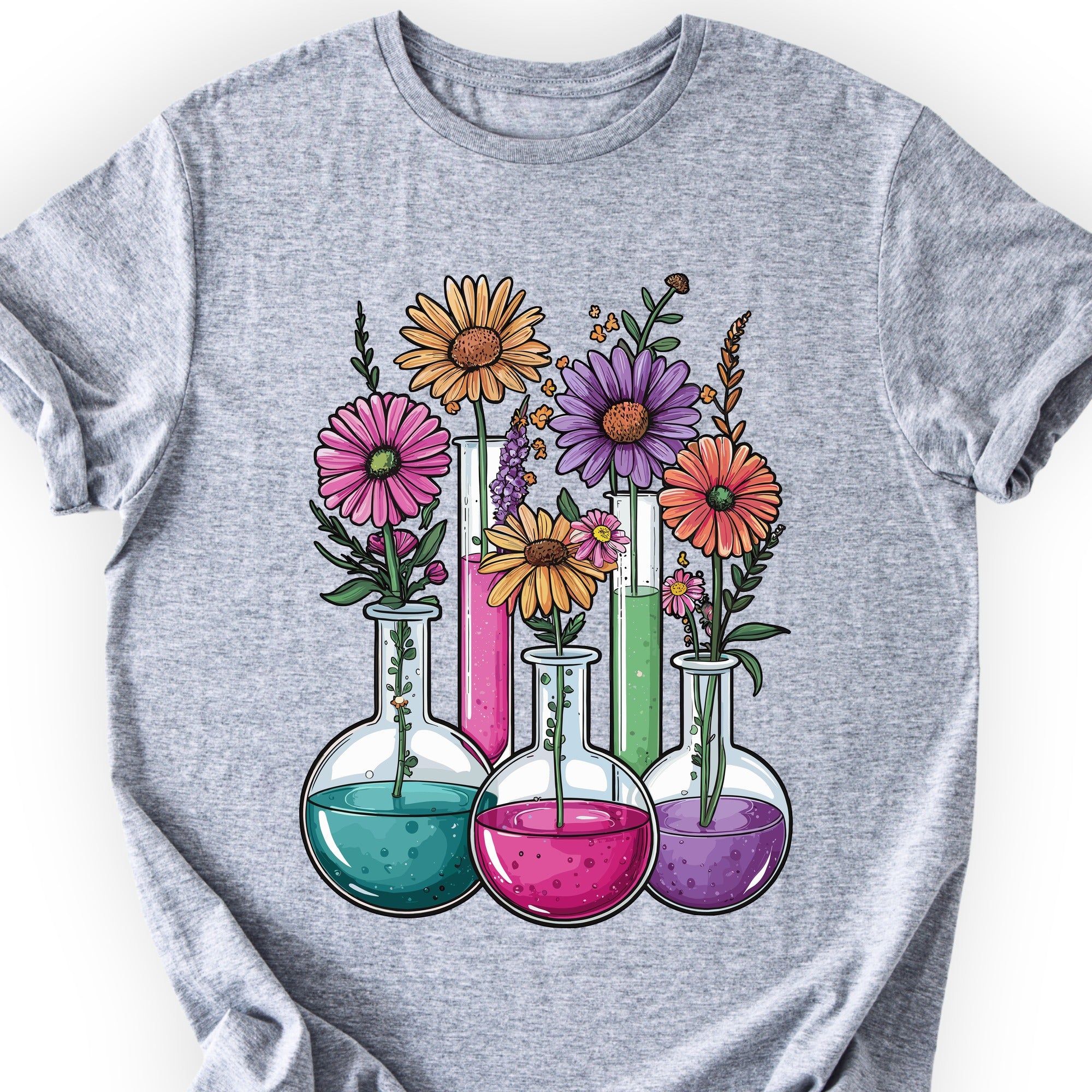 Chemistry Flask Garden T-shirt Sports Grey