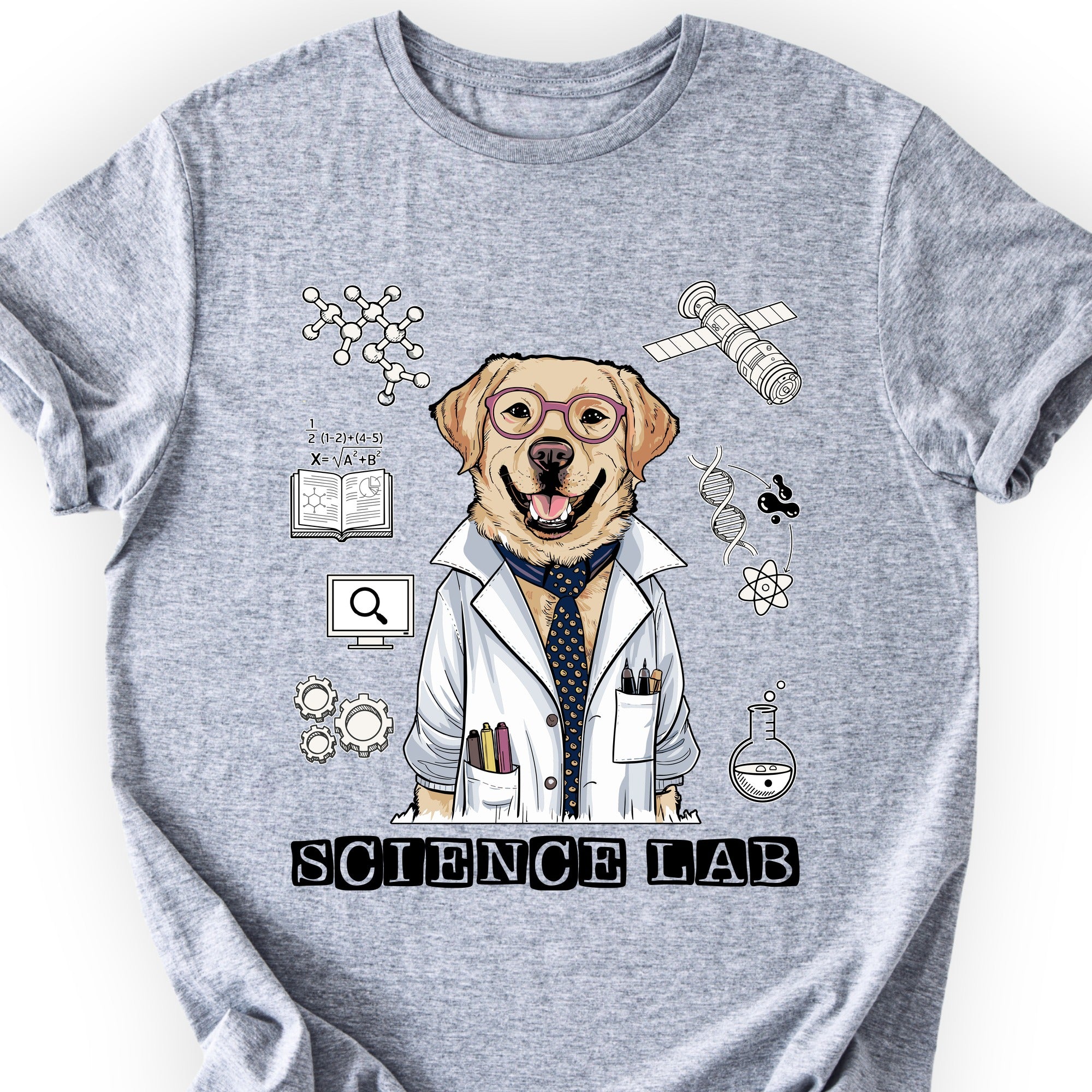Lab Dog Scientist T-shirt Sports Grey