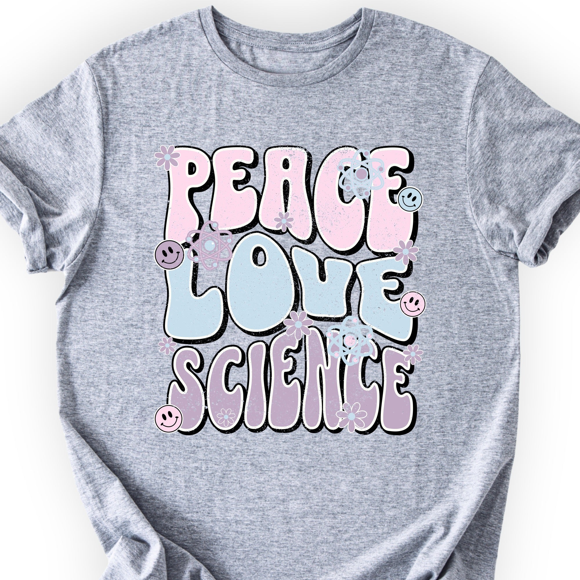 Peace Love Science T-shirt Sports Grey