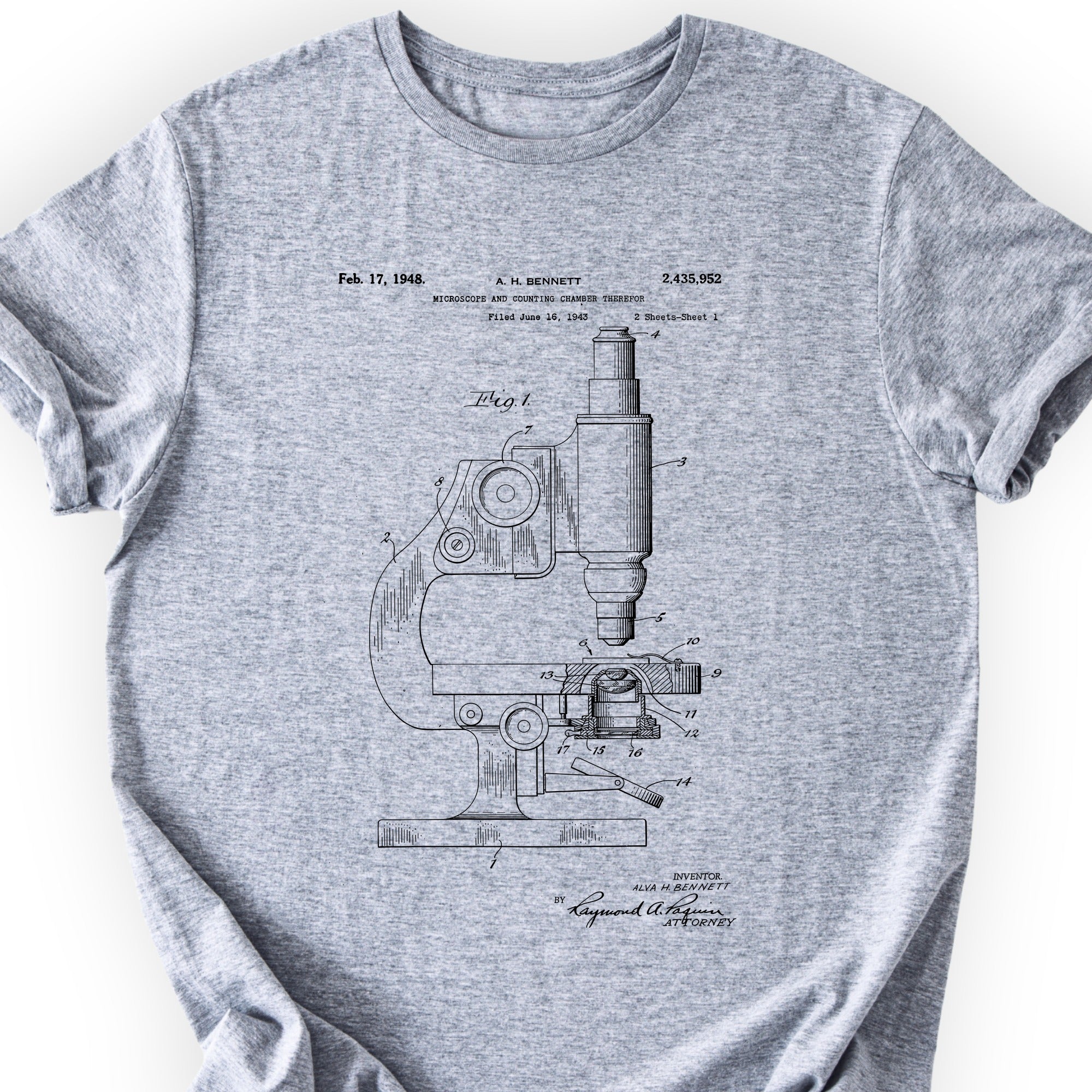 Microscope Patent T-shirt Sports Grey