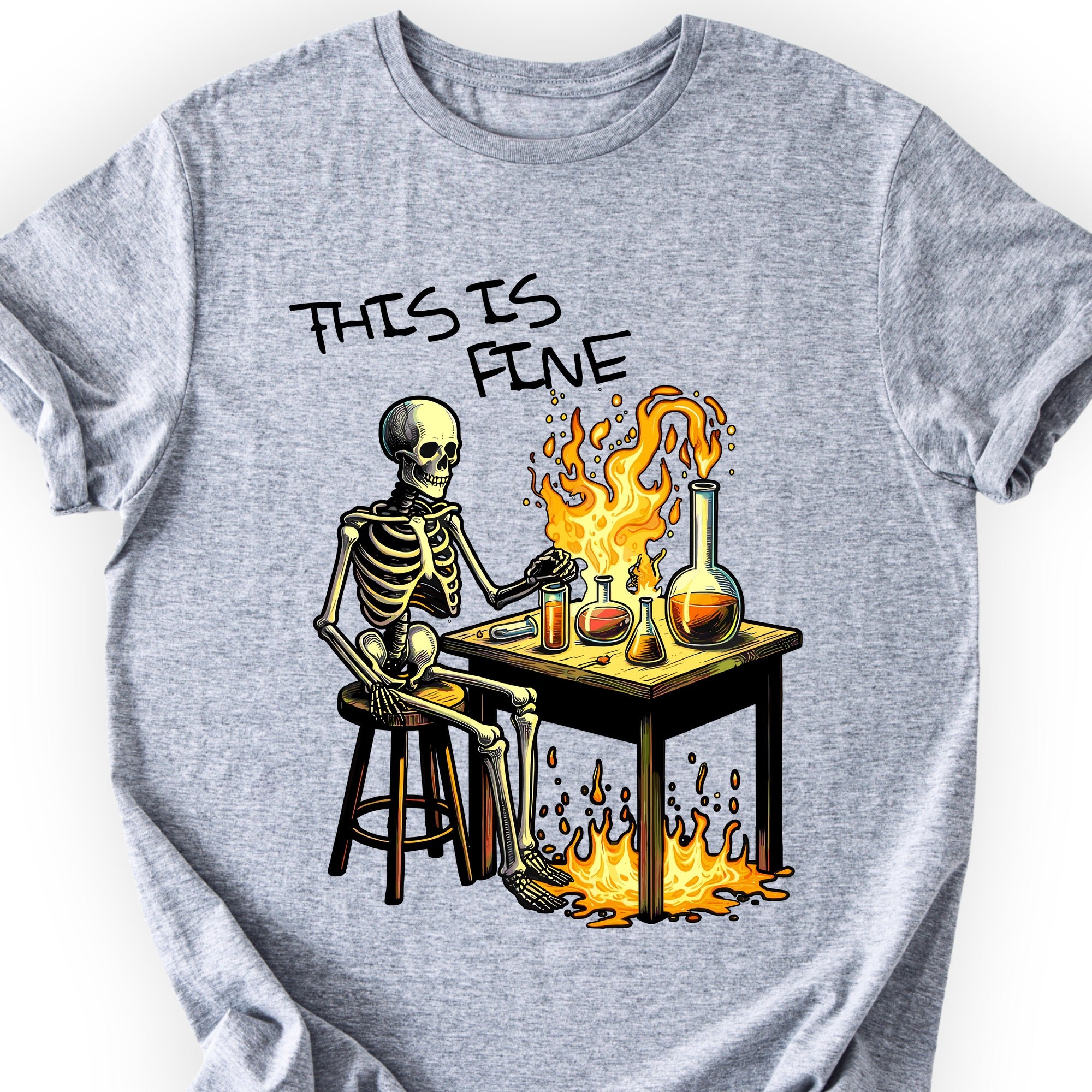 This Is Fine T-shirt Sports Grey
