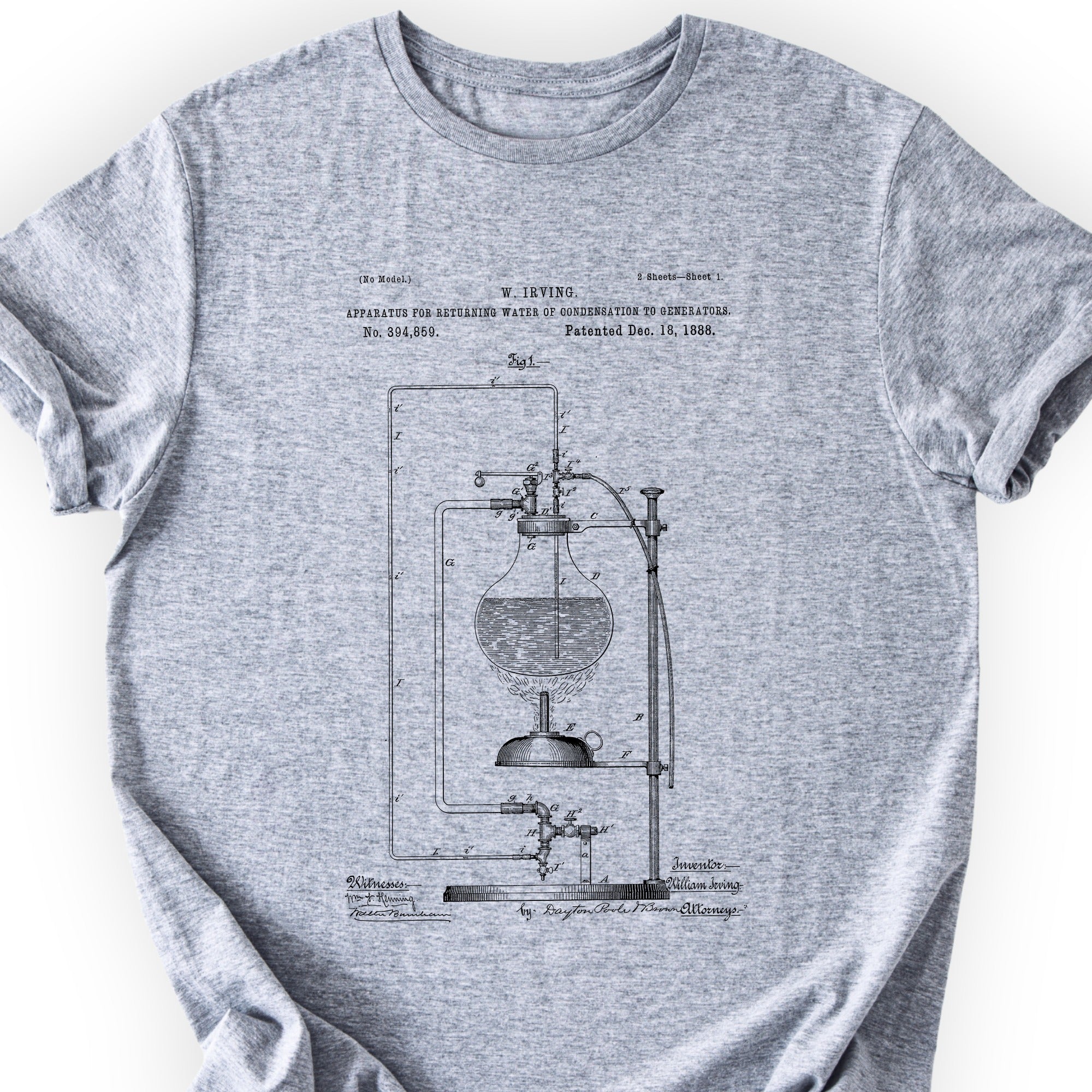 Water Apparatus Patent T-shirt Sports Grey
