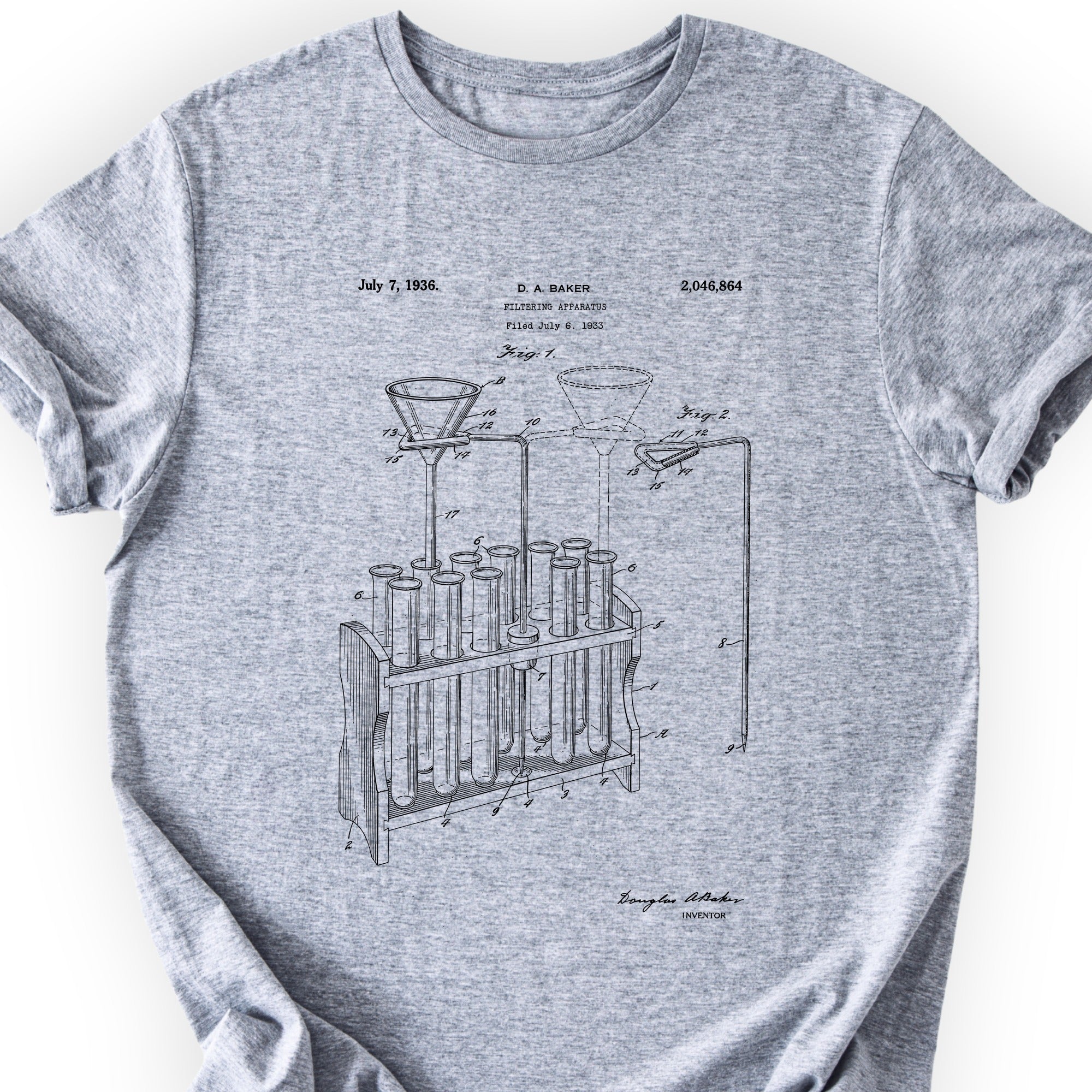 Filtering Apparatus Patent T-shirt Sports Grey