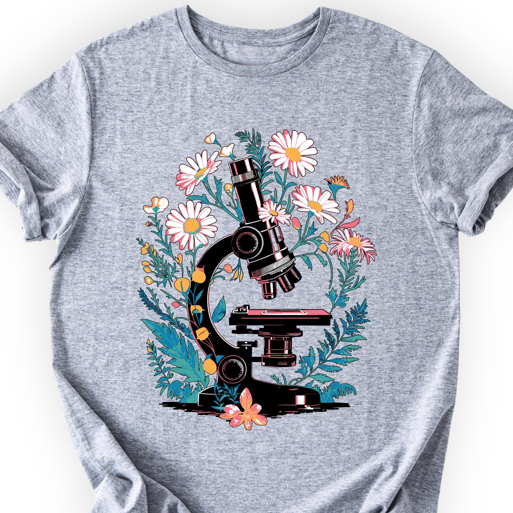 Floral Microscope T-shirt Sports Grey